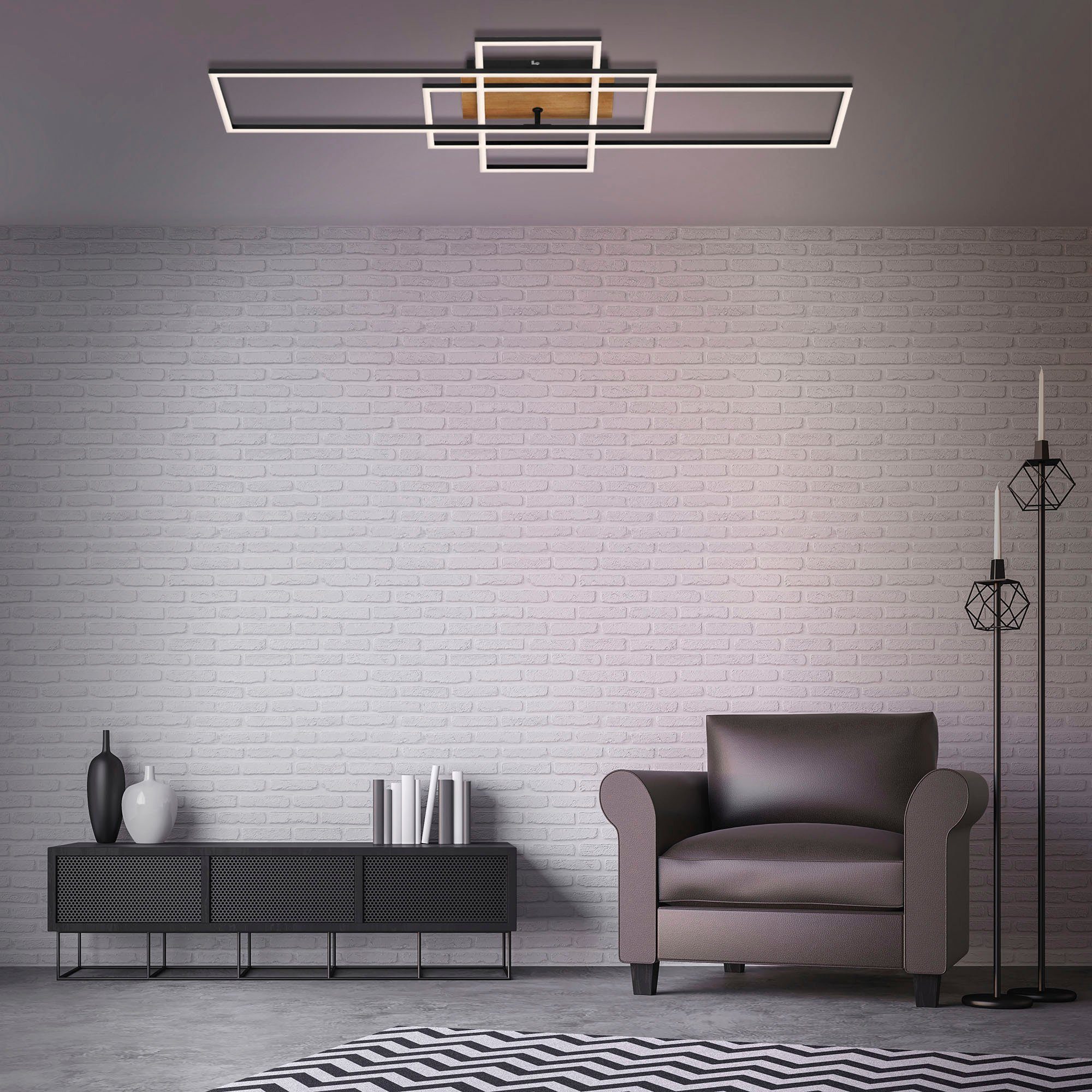 Briloner Leuchten Led-plafondlamp 3156018 FRAME Plafondlamp, 104x42x10 cm, chroom, 55W, woonkamer, slaapkamer, keuken