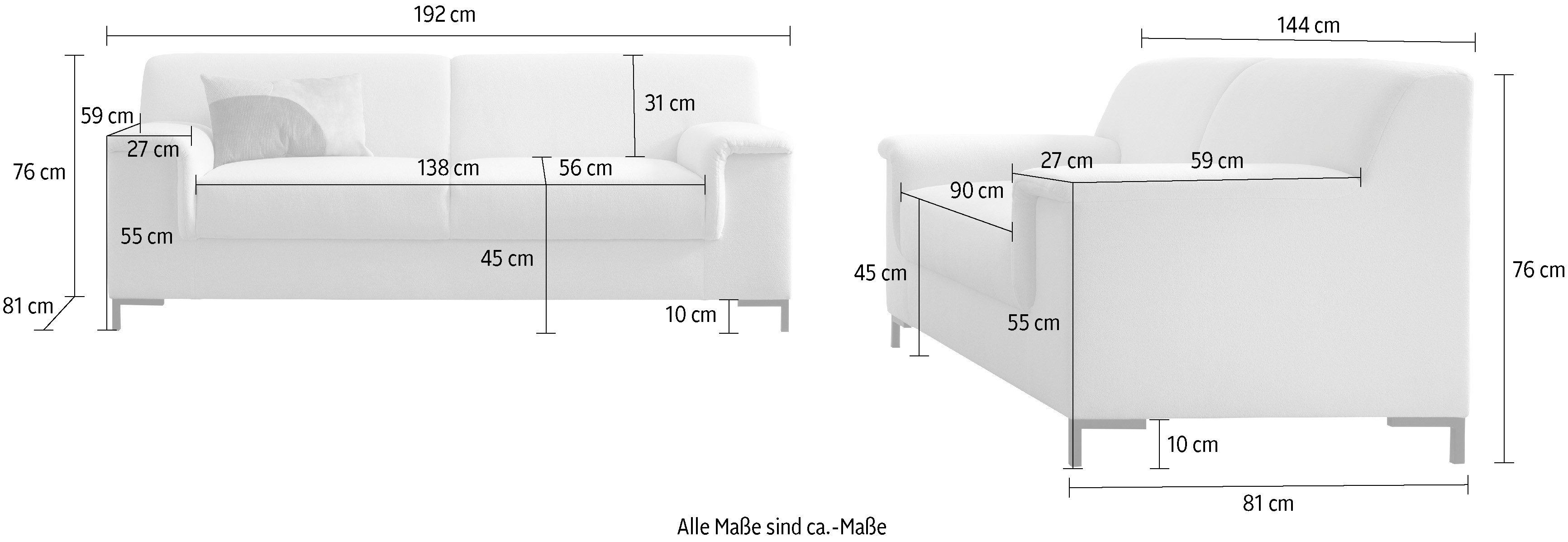 INOSIGN Zithoek Jamie 2, ook in Cord, bestaand uit 1,5- en 2,5-zits (2-delig)