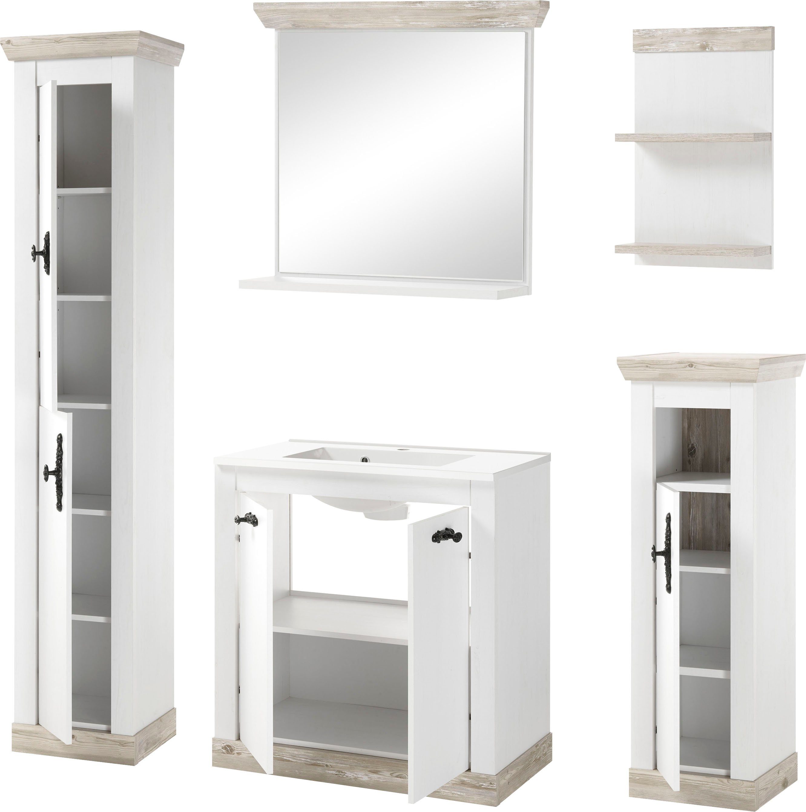 Home affaire Badkamerserie Florenz, Bad im Landhausstil, 5-teiliges Badezimmer (5-delig)