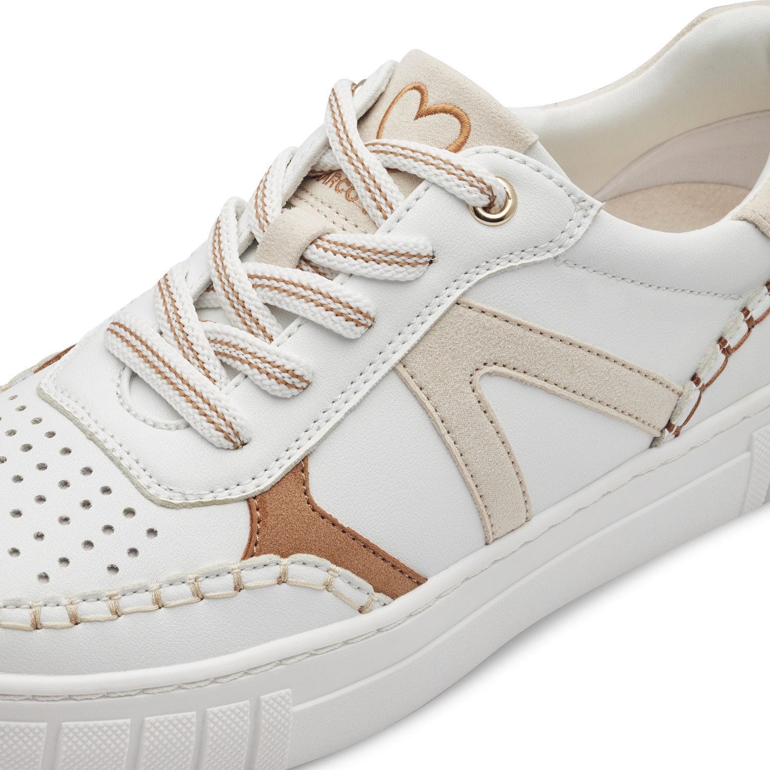 Marco Tozzi Plateausneakers , vrijetijdsschoen, lage schoen, veterschoen met onderlegde perforatie