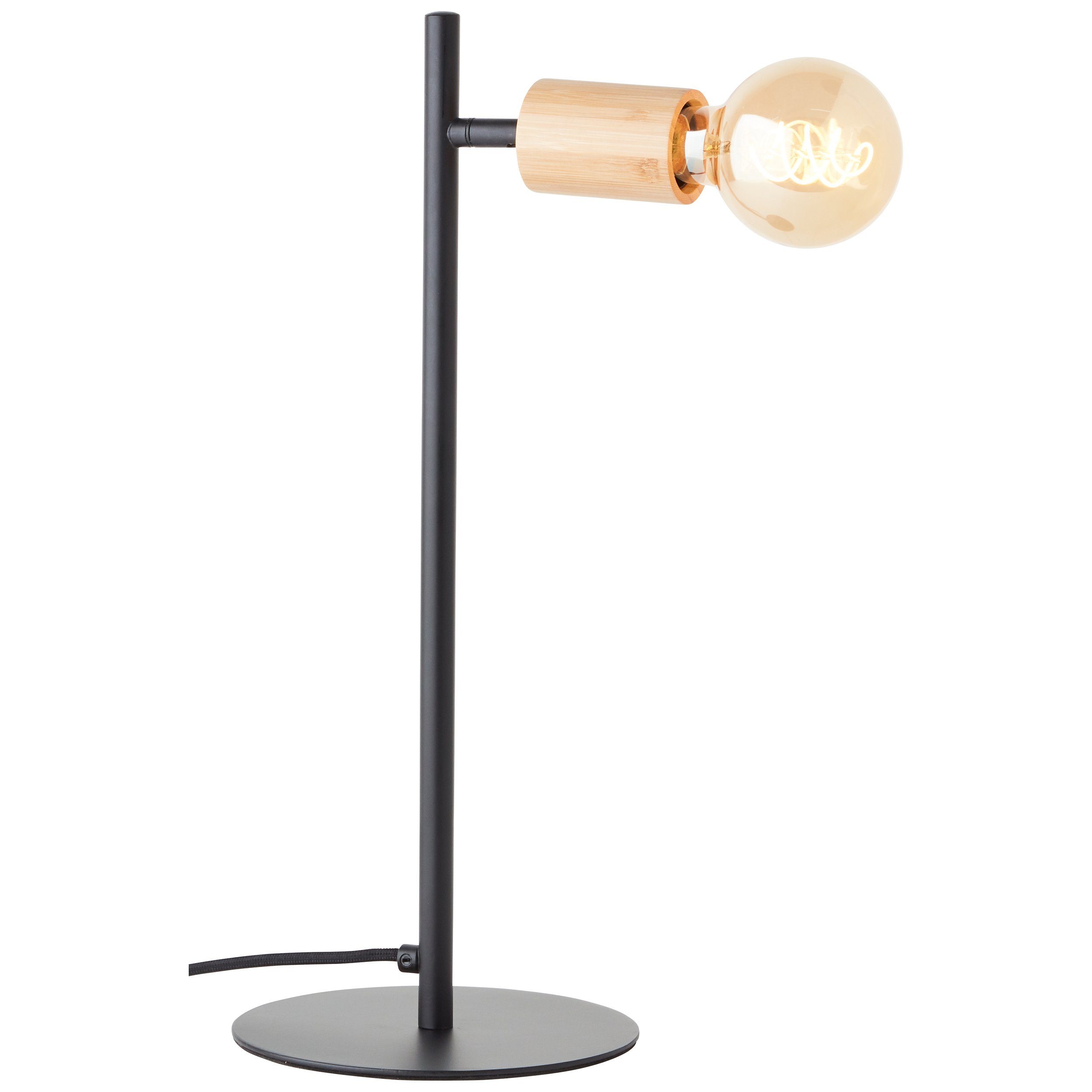 Brilliant Leuchten Tafellamp Tiffany Hoogte 45 cm, E27, metaal/bamboe, zwart mat/natuur