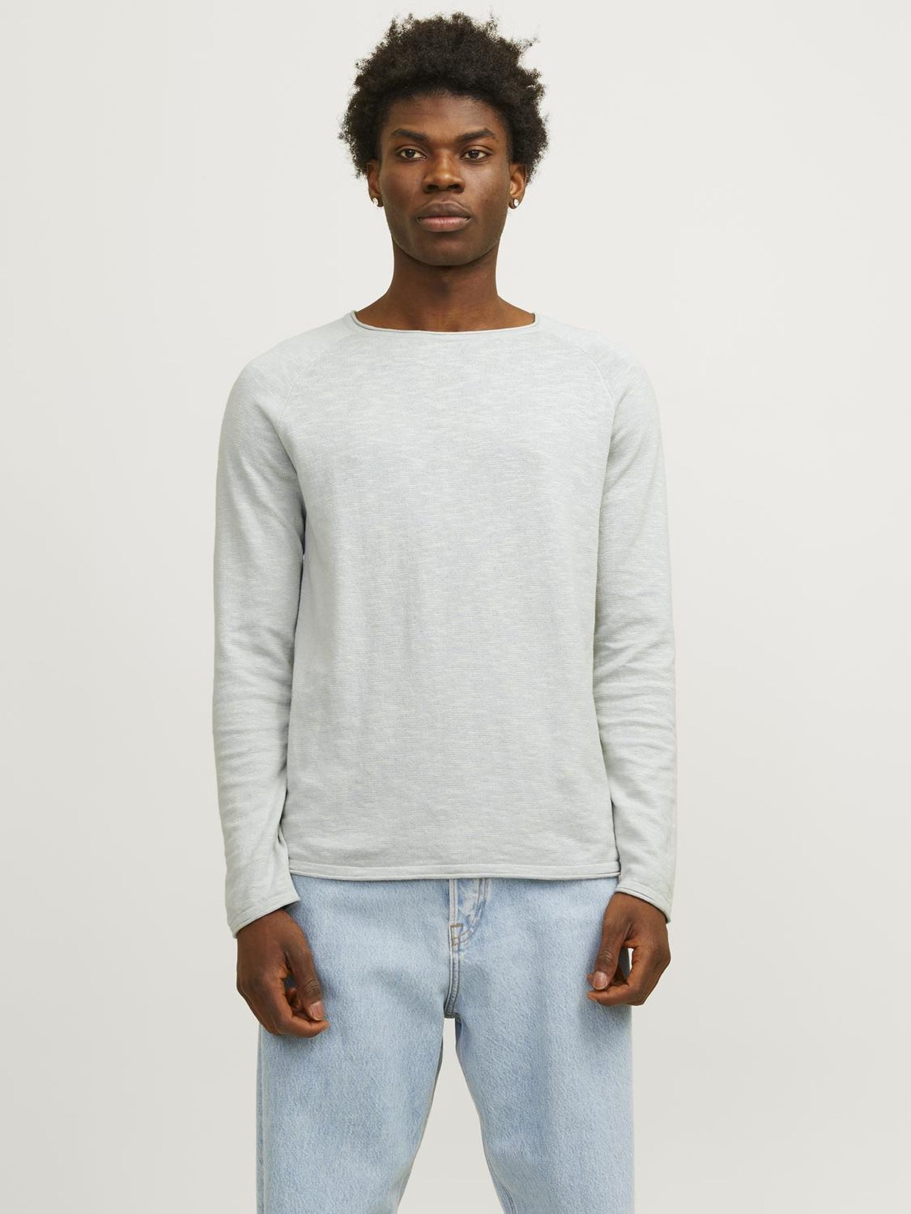 Jack & Jones Gebreide trui JJELINEN KNIT CREW NECK SN heren pullovers maat S blauw