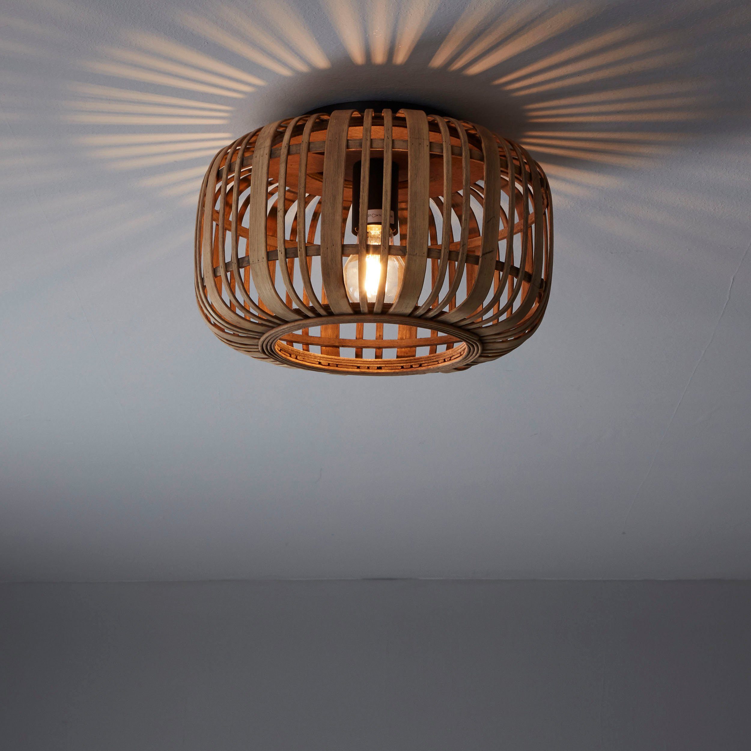 Brilliant Leuchten Plafondlamp Woodrow Bamboe - Nature Style - dimbaar - Ø 32cm - E27 fitting (1 stuk)