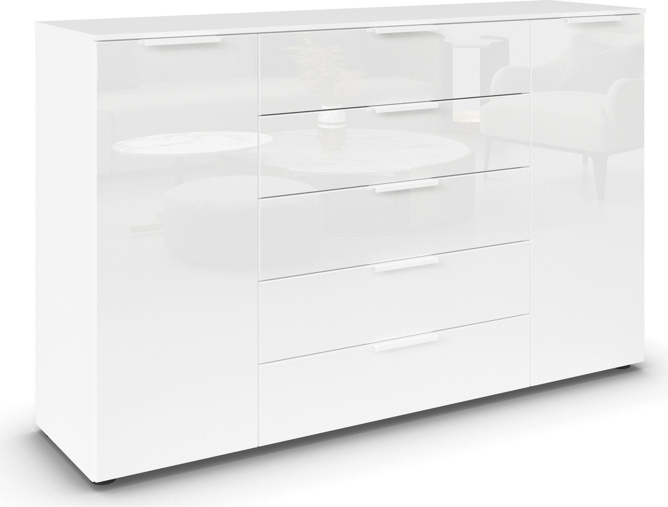 rauch Ladekast Commode deurkast sideboard combikast FLIPP met glasfront 2-deurs met 5 lades en soft-close, 2 breedtes made in germany commodes &