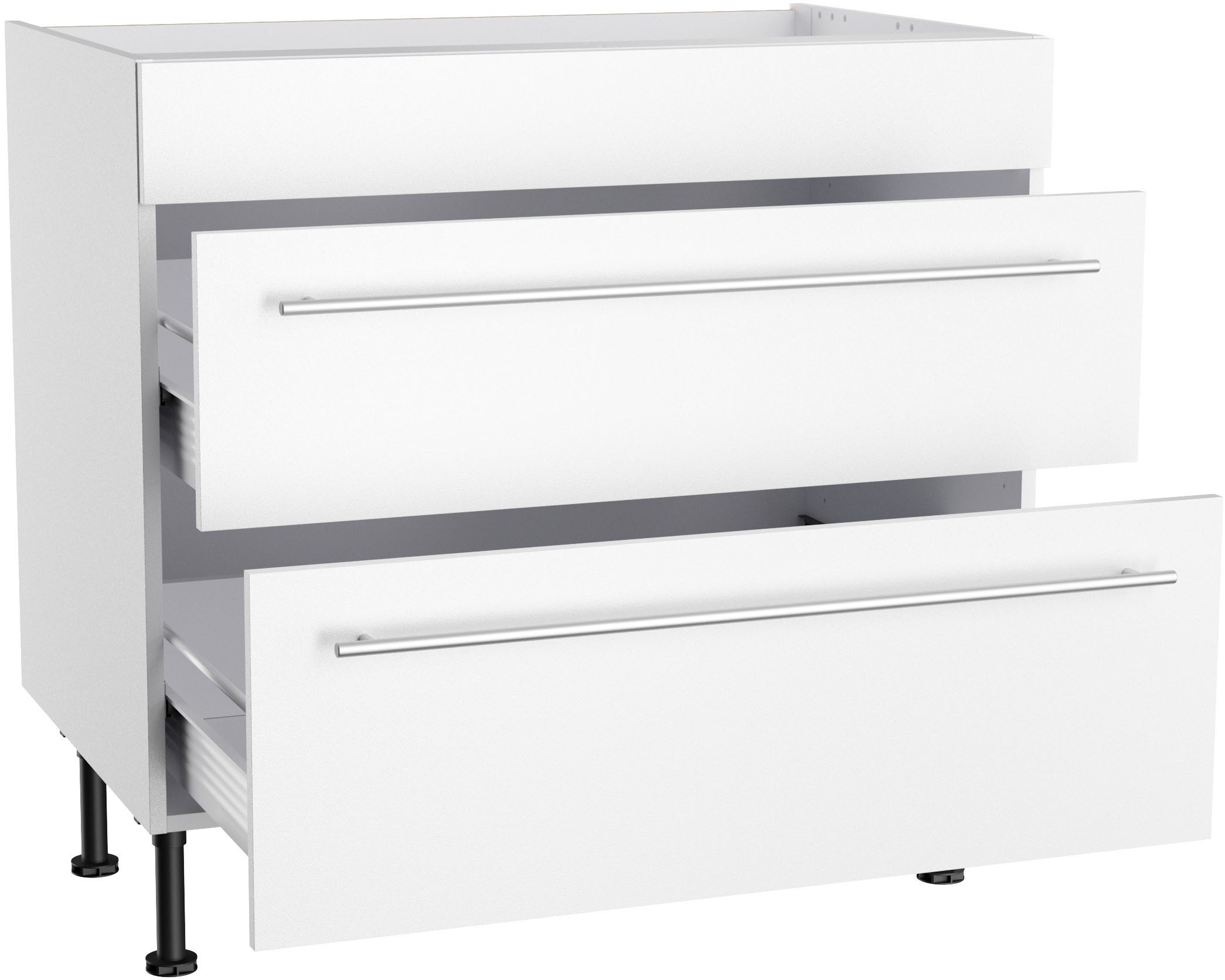OPTIFIT Ombouwkast voor fornuis Bern2 Breedte 90 cm, kookveldombouwkast, 2 lades, 1 vaste afdekking