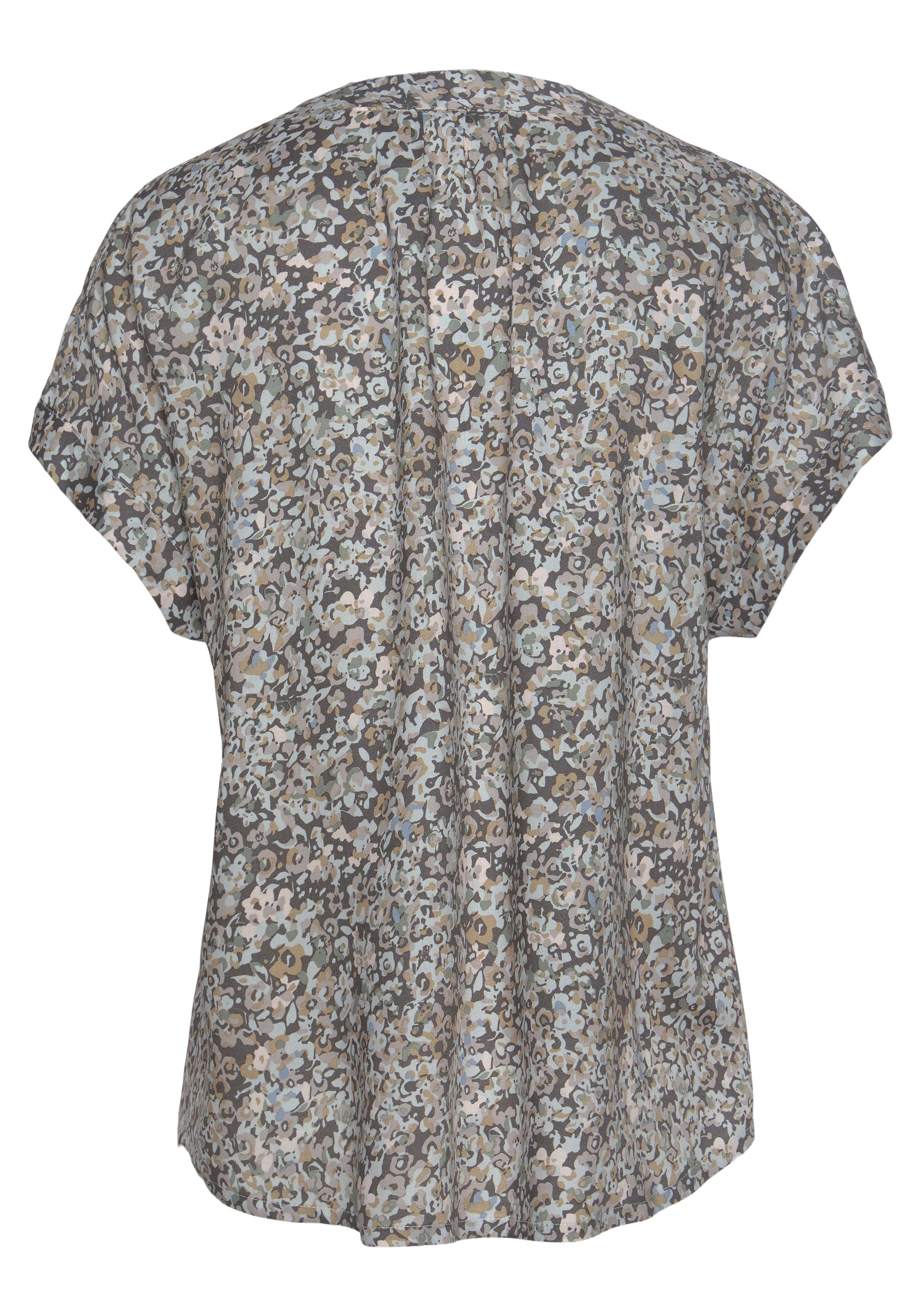 Vivance Blouse met korte mouwen met bloemenprint en v-hals, blouseshirt, damesblouse
