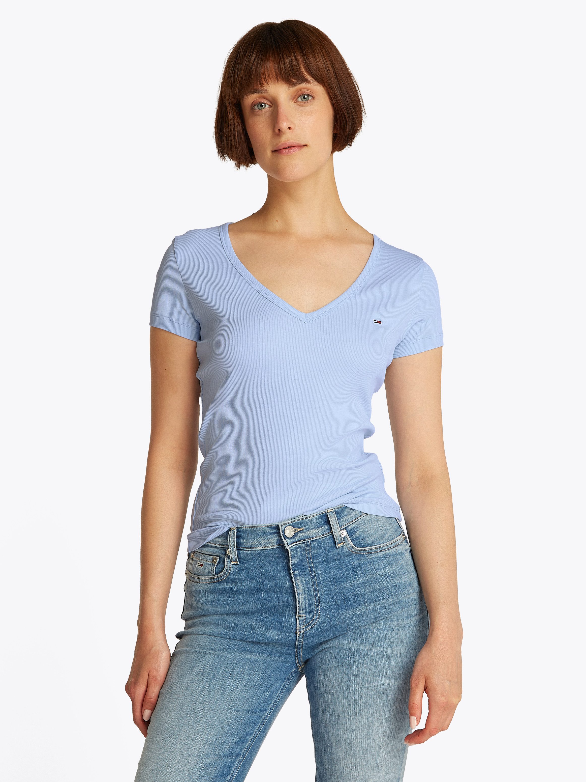 TOMMY JEANS Shirt met korte mouwen TJW SLIM ESSENTIAL RIB V SS