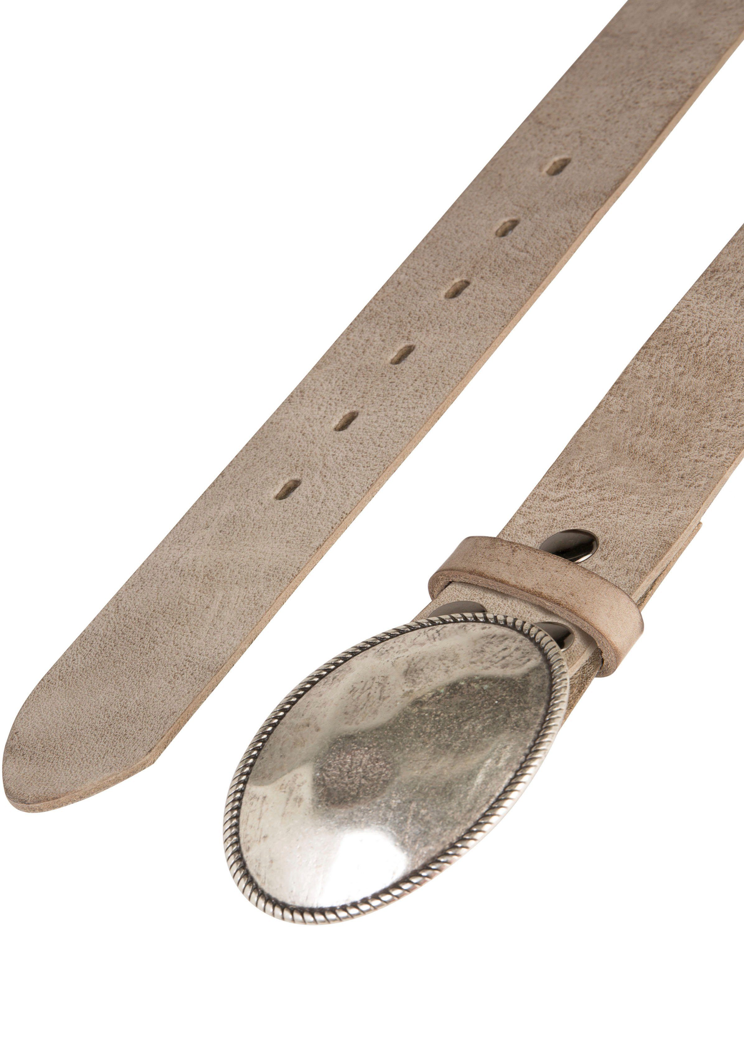 RETTUNGSRING by showroom 019° Leren riem met verwisselbare sluiting "ovaal matt gehamerd"