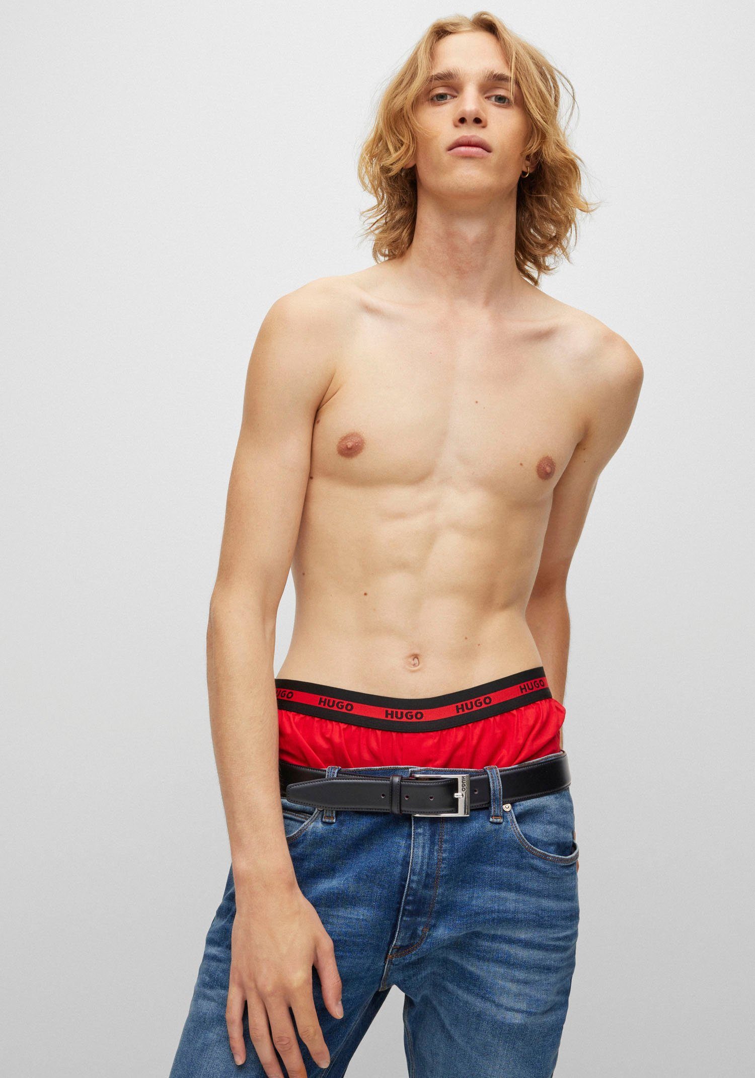 HUGO Leren riem Barney van glad leer met logo-sluiting