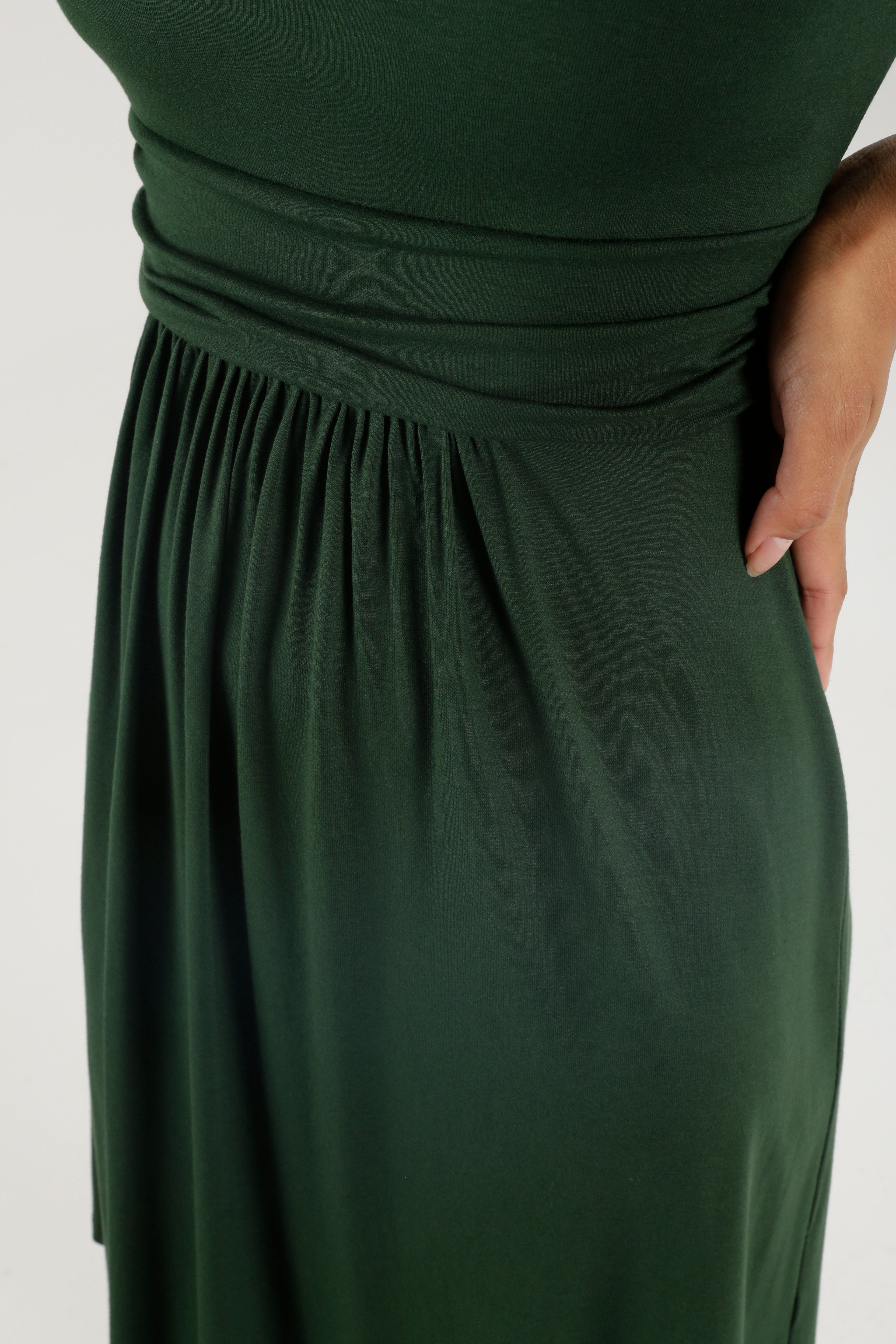Aniston SELECTED Jerseyjurk met gerimpelde tailleband, effen