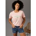aniston casual t-shirt met statement-opschrift en frontprint roze