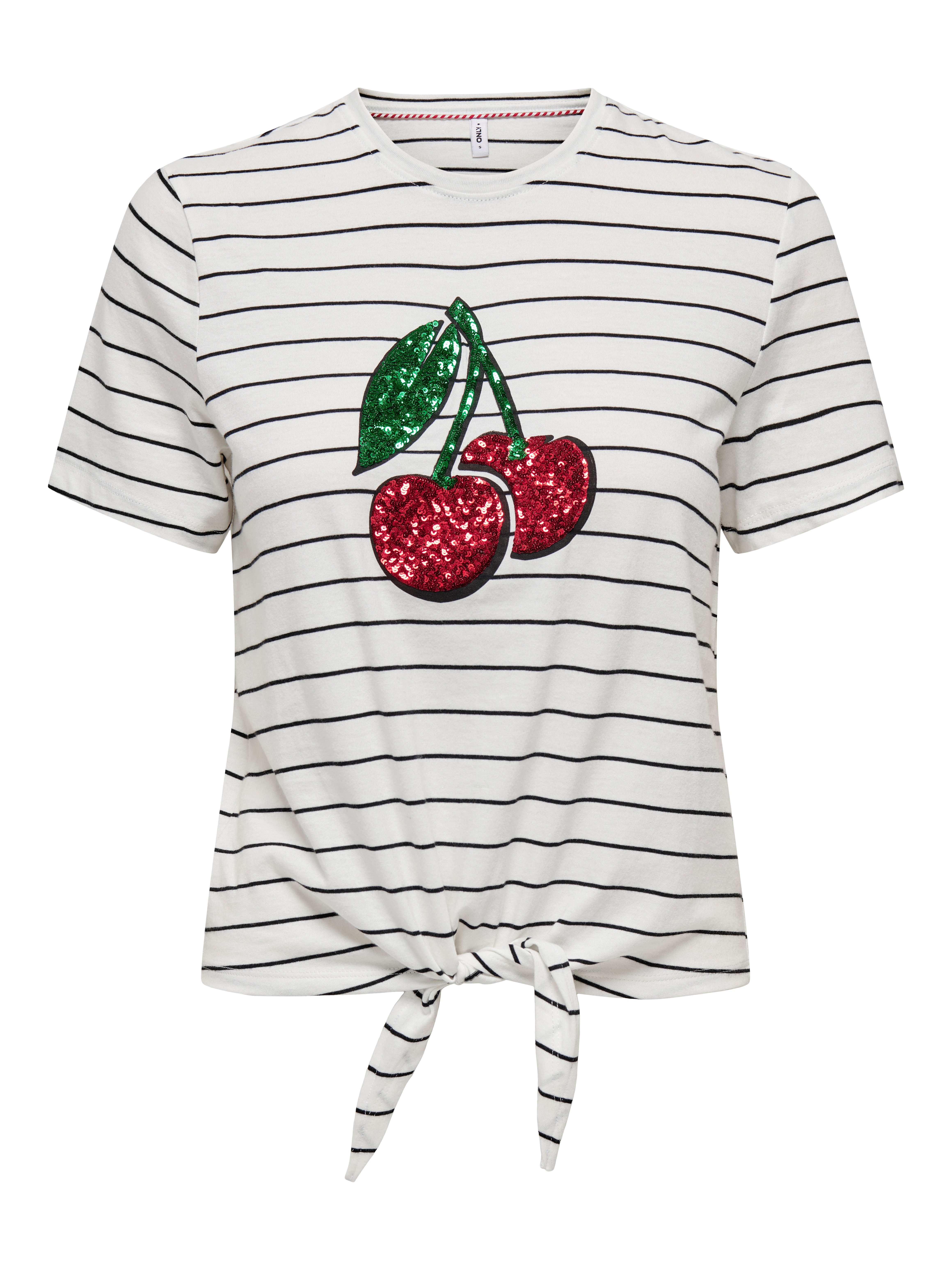 Only Shirt met korte mouwen ONLKITA LIFE S/S FRUIT KNOT TOP BOX JRS