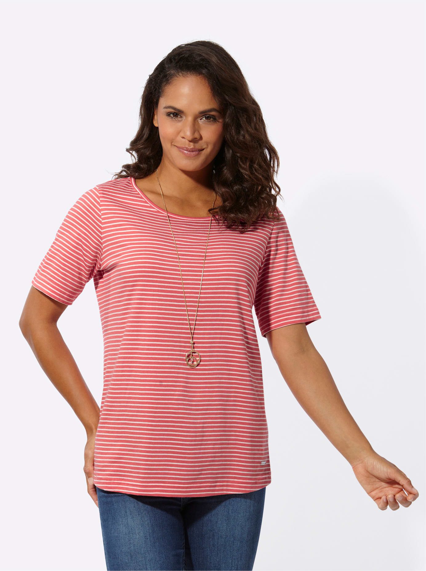 Casual Looks Shirt met korte mouwen Gestreept shirt (1-delig)