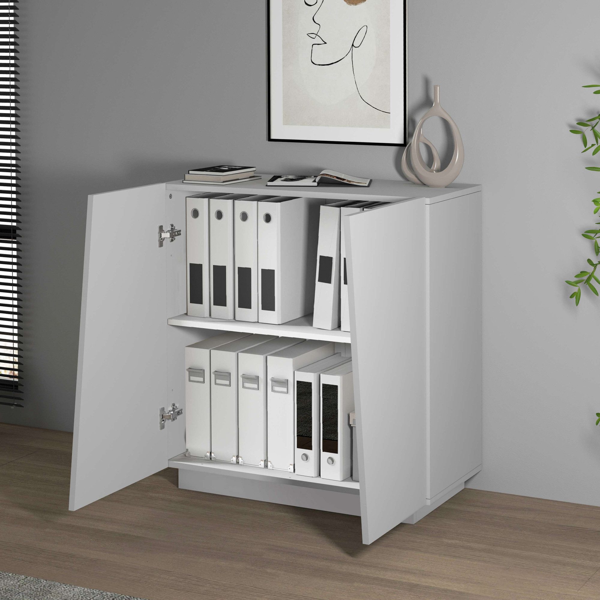INOSIGN Archiefkast Vega, Multifunctionele kast, Bureaukast, met 2 deuren & verstelbare legplanken, hoogte 86 of 166 cm, made in italy