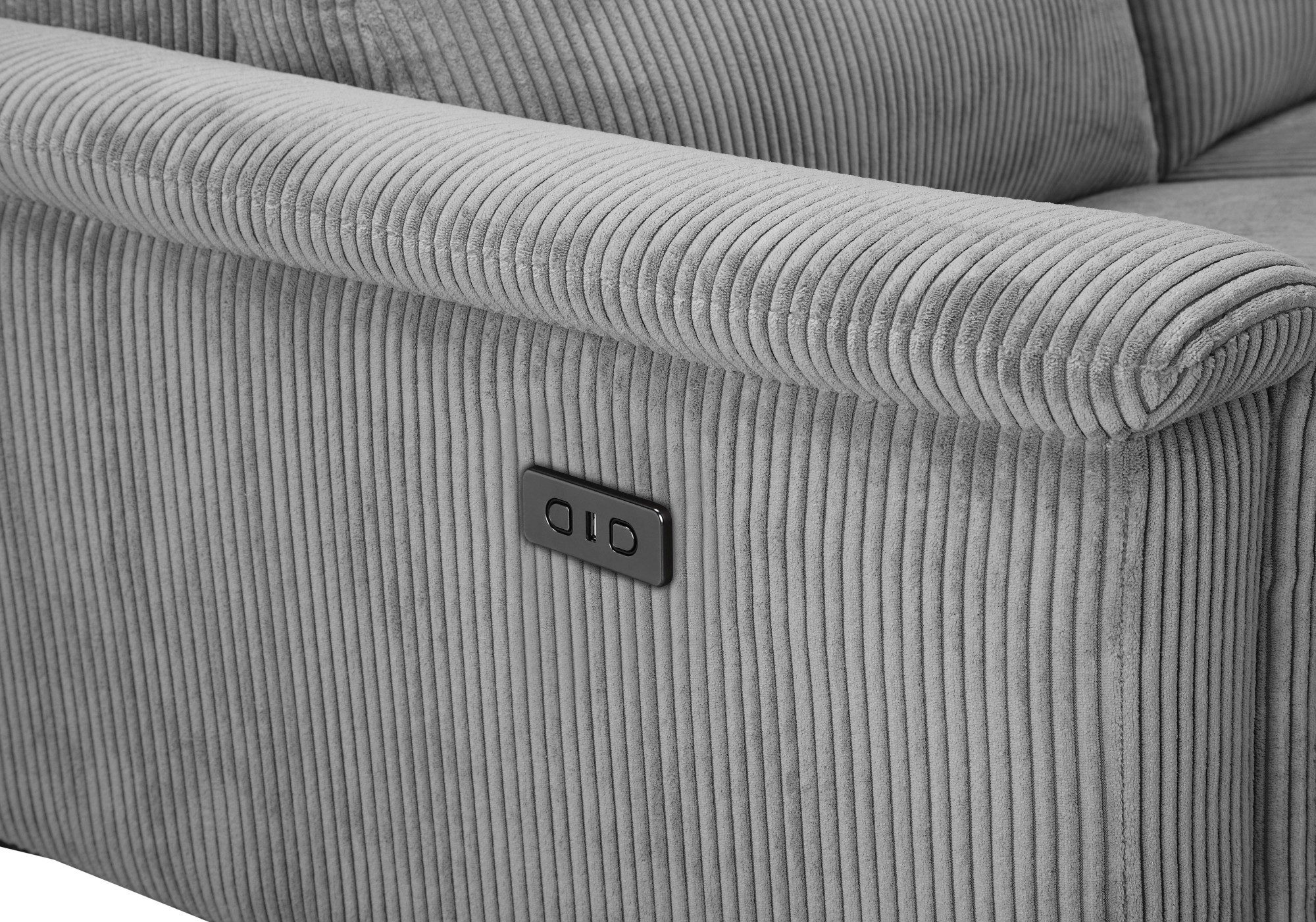 Places of Style Hoekbank Lund in cord, L-vorm, 261 cm, handmatige en elektrische relaxfunctie