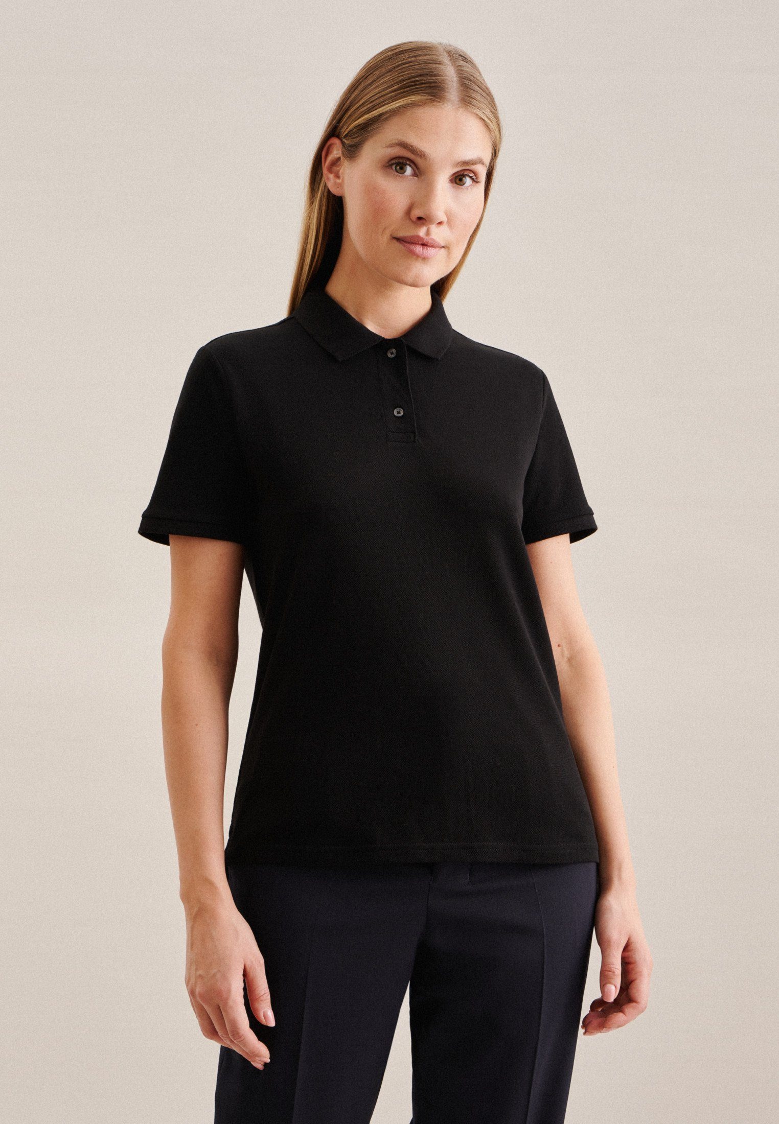 seidensticker Poloshirt Zwarte roos 1/2 kraag uni