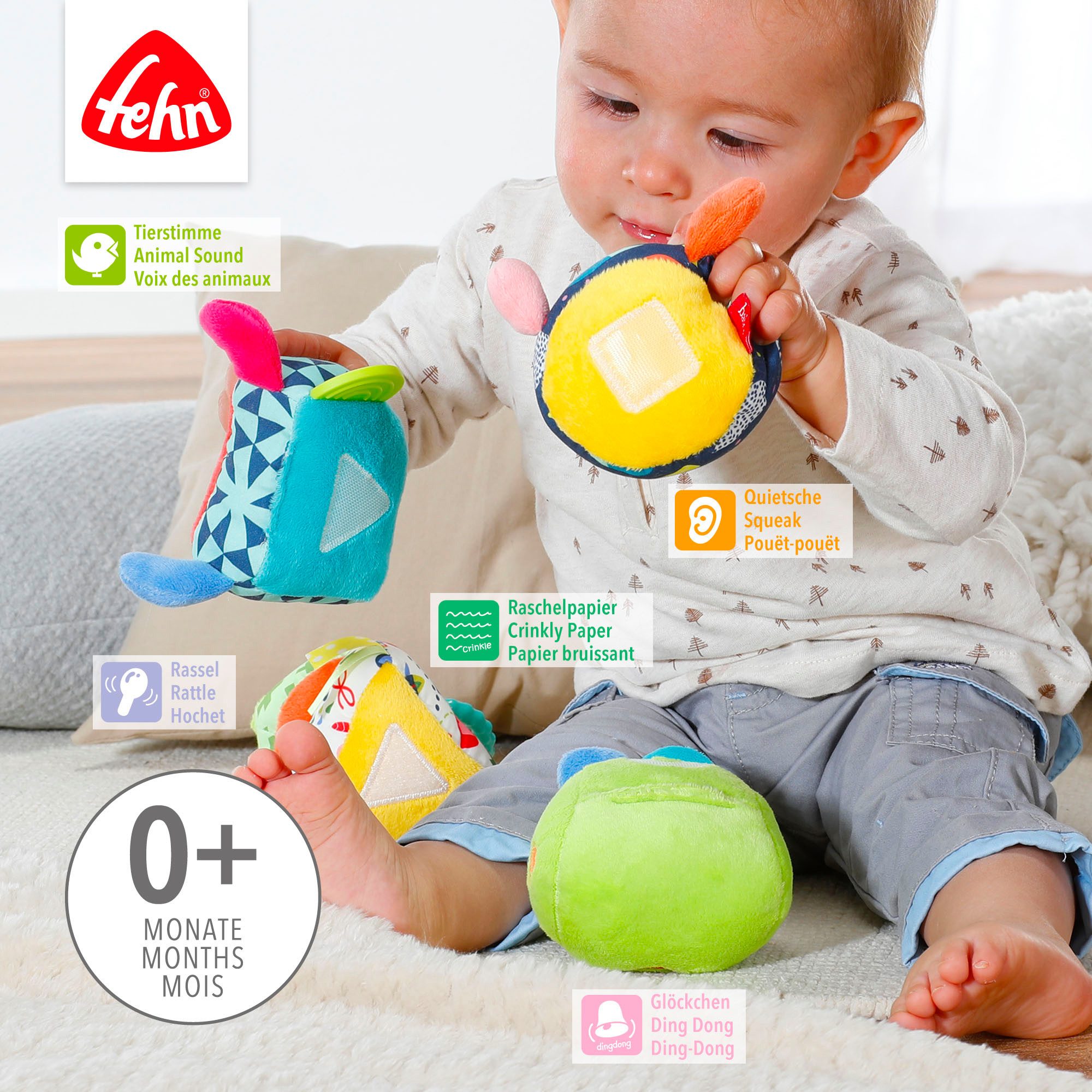 Fehn Grijpspeeltje COLOR Friends, activiteit-puzzel-rups