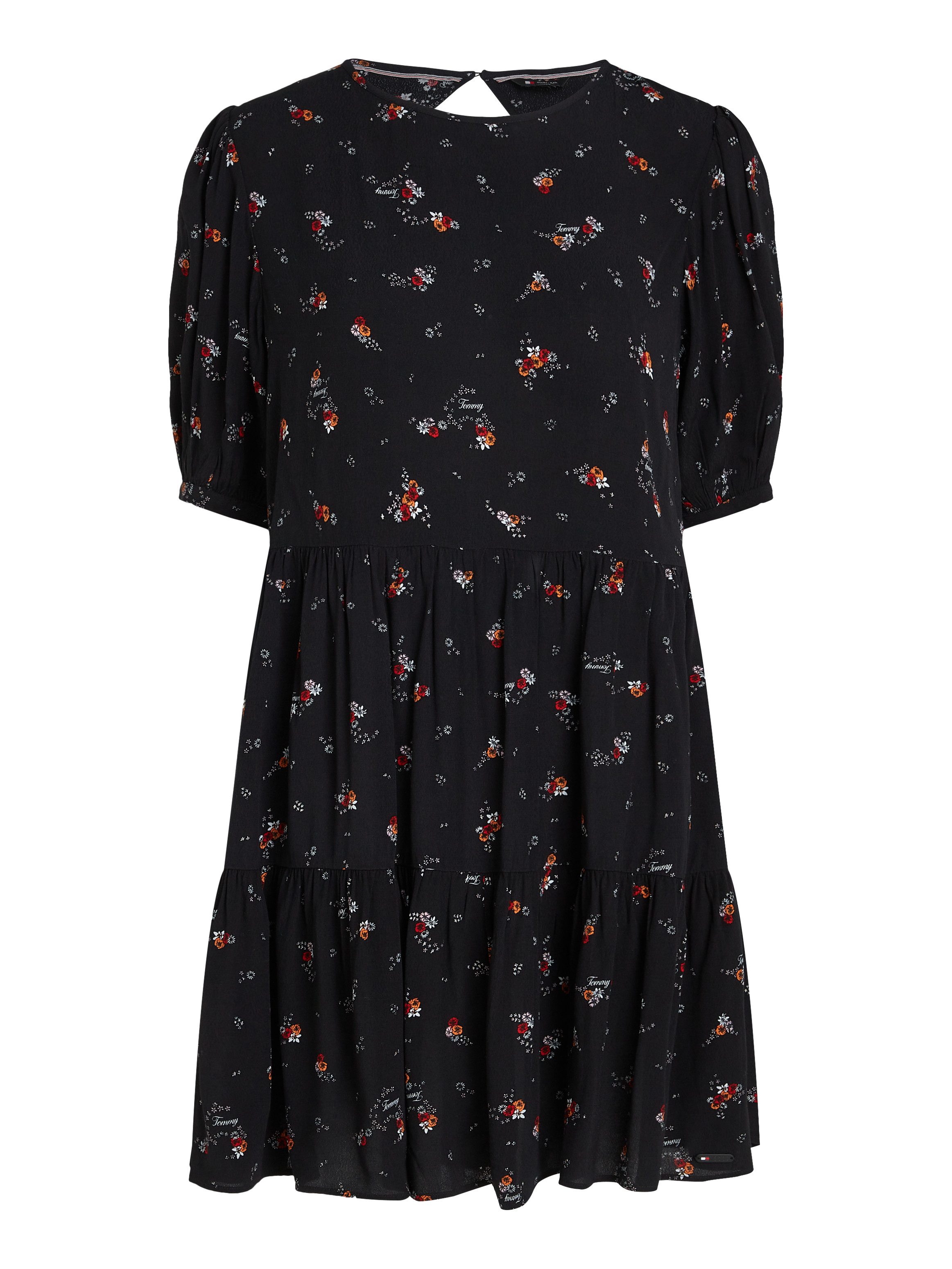 Tommy Jeans Curve Blousejurk TJW BLACK FLORAL TIERD DRESS EXT
