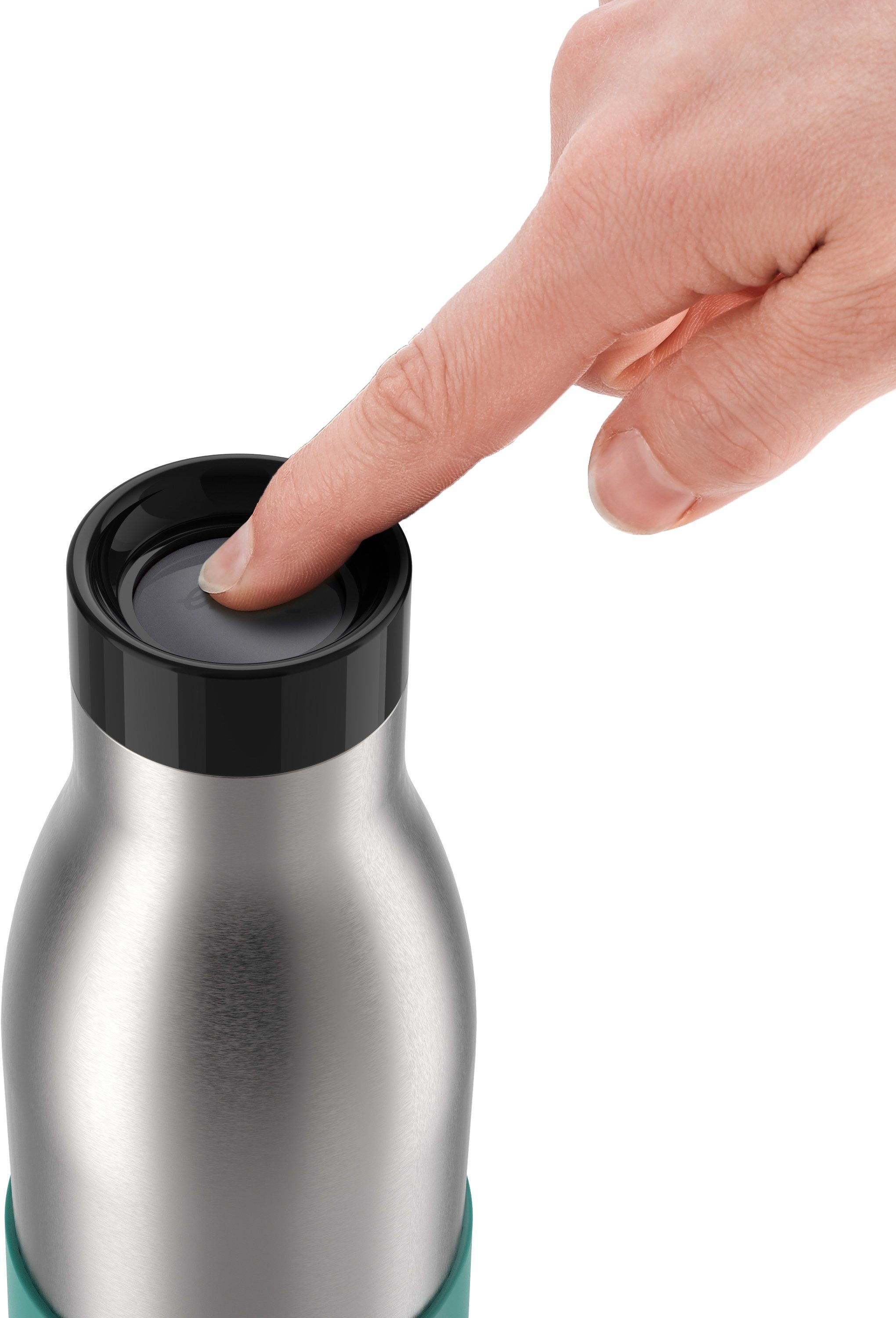 Emsa Drinkfles Bludrop Sleeve Roestvrij staal/siliconen, quick-press, 12u warm/24u koel (1-delig)