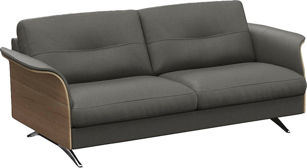 FLEXLUX 2,5-zitsbank Glow sofa, bank Premium zit: koudschuim & vering, armleuning van geolied eiken, voet van aluminium