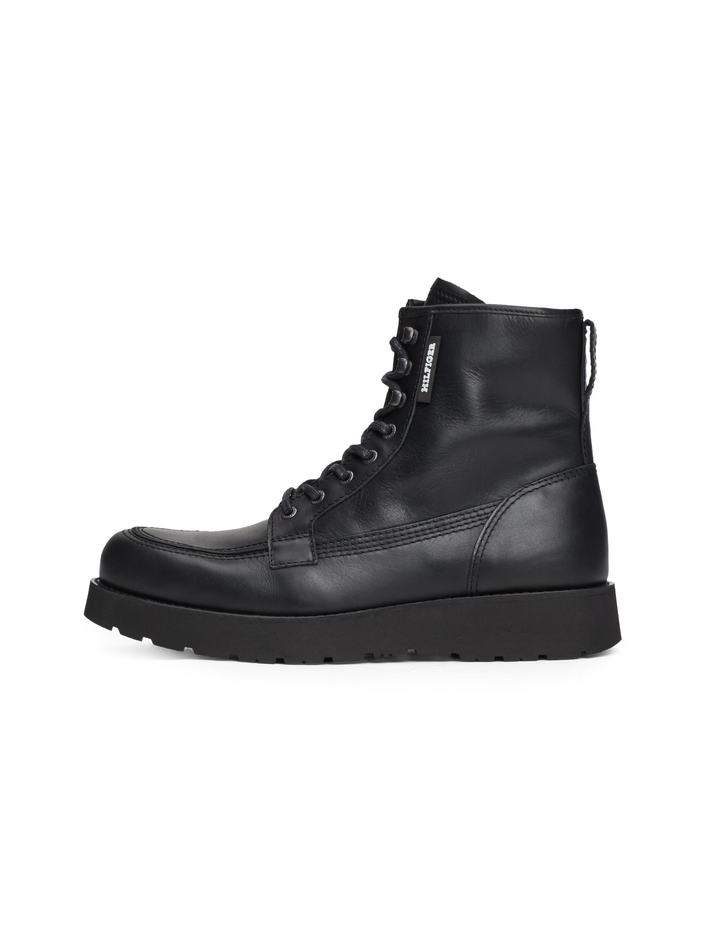 Tommy Hilfiger Veterschoenen TH AMERICAN PREM CHECK LTH BOOT , plateau, herfstmode, veterschoenen met label