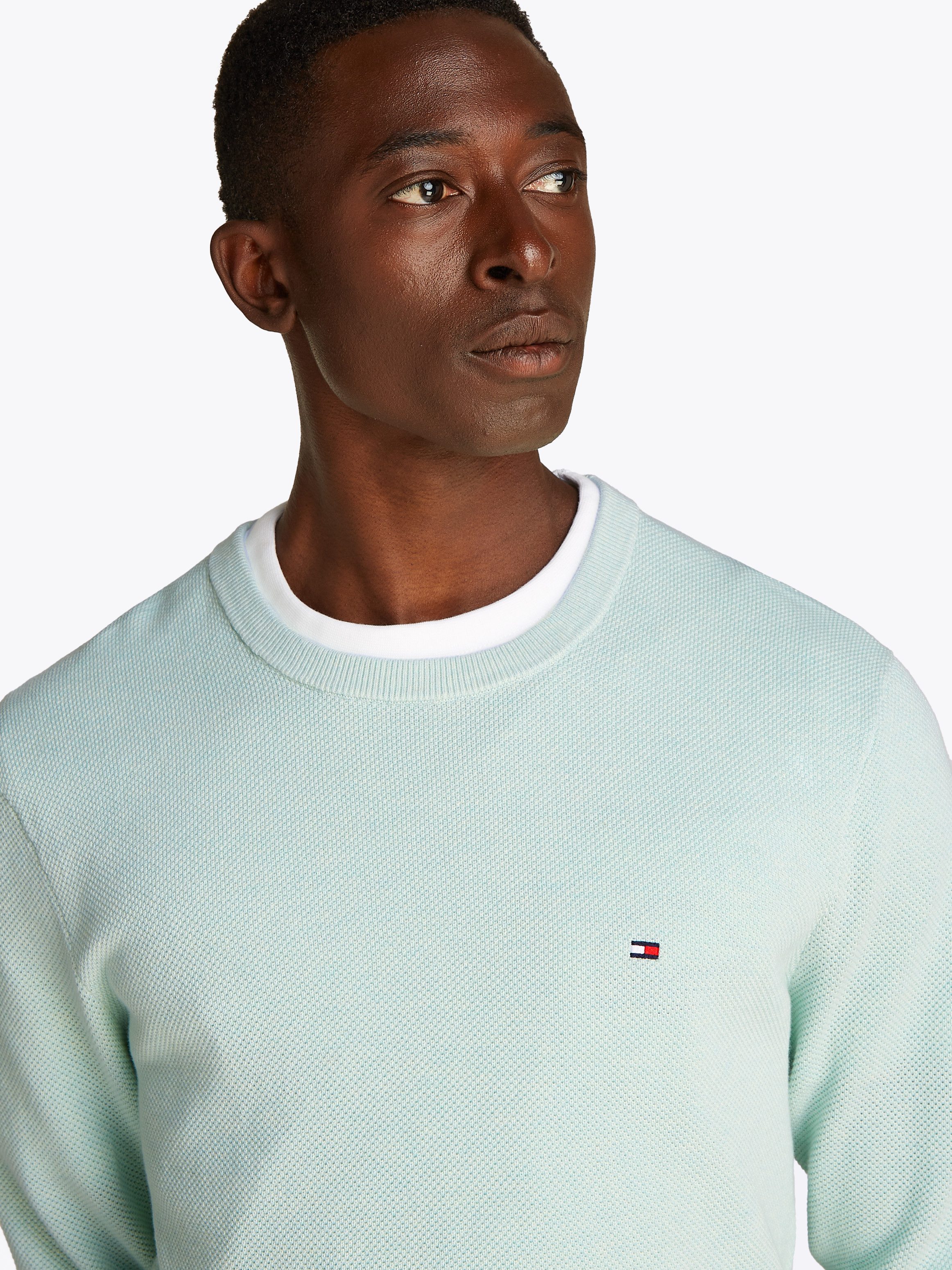 Tommy Hilfiger Trui met ronde hals ESSENTIAL STRUCTURE CREW NECK met structuur en label