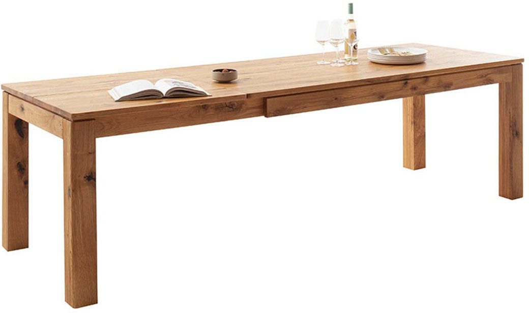 MCA furniture Eettafel ETNA 4-poot tafel Massief hout, doorlopende lamel, blokvoet 10x10 cm, tafelblad 2,5 cm