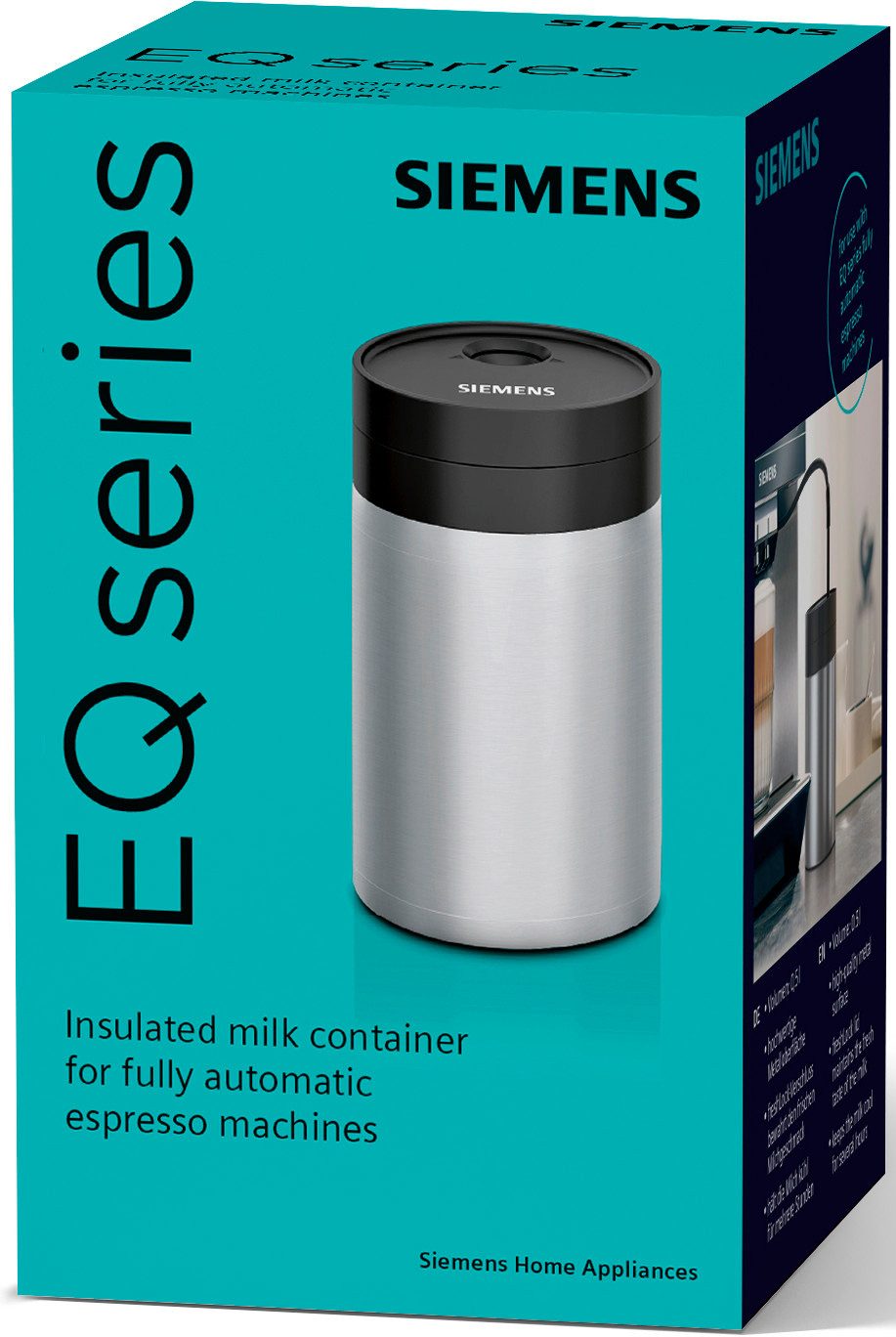 SIEMENS Geïsoleerde melkbeker TZ80009N, freshlock-deksel, 0,5 l, voor alle volautomatische koffiezetapparaten van de eq-serie