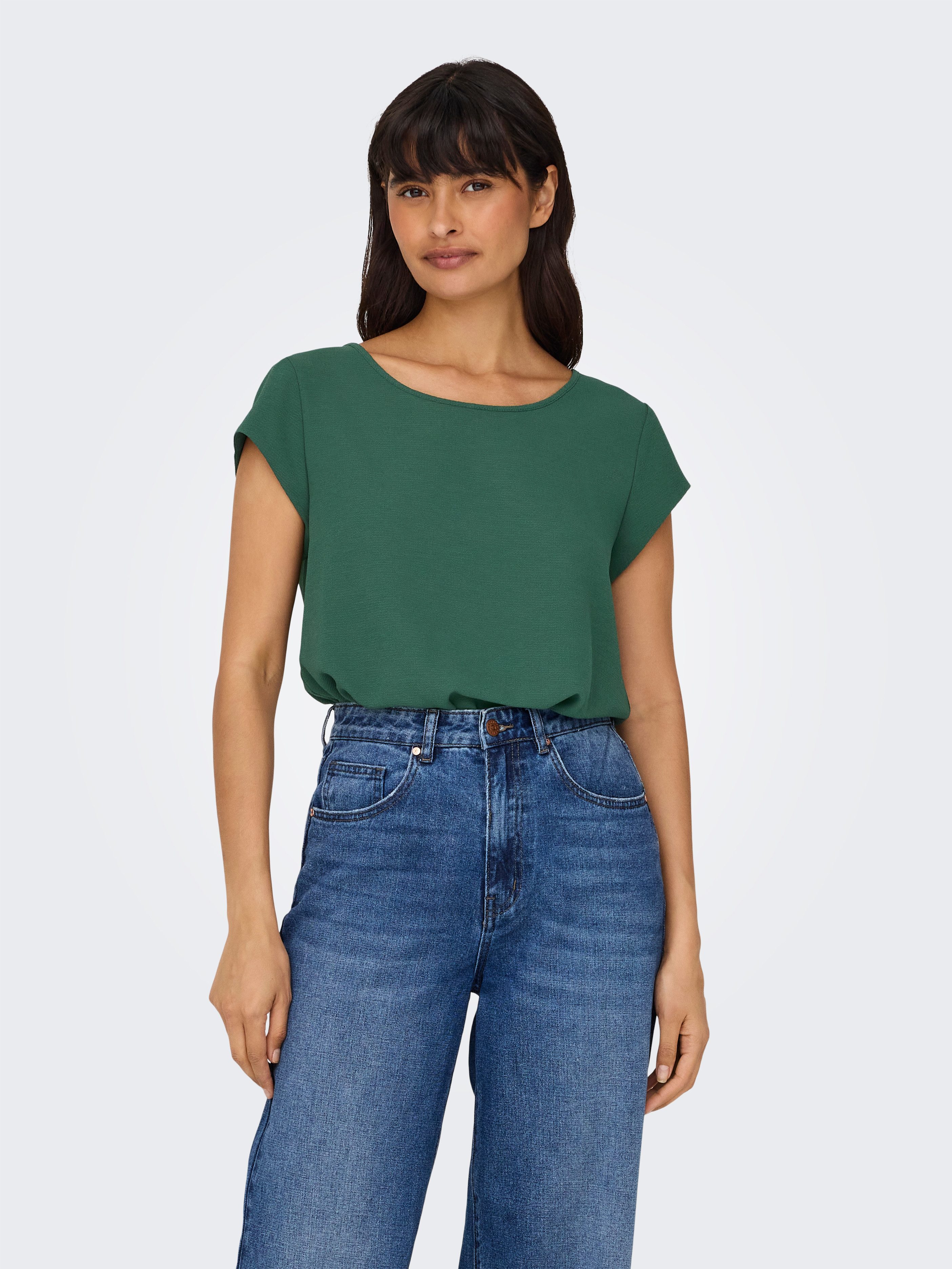 Only Blouse met korte mouwen ONLVIC S/S SOLID TOP NOOS PTM