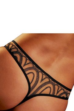 lascana string met verleidelijk netmateriaal in tattoo-look dope dyed zwart