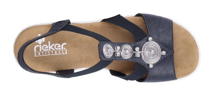 Rieker Sandalen , zomerschoen, sandaal, sleehak, met gestreepte zool