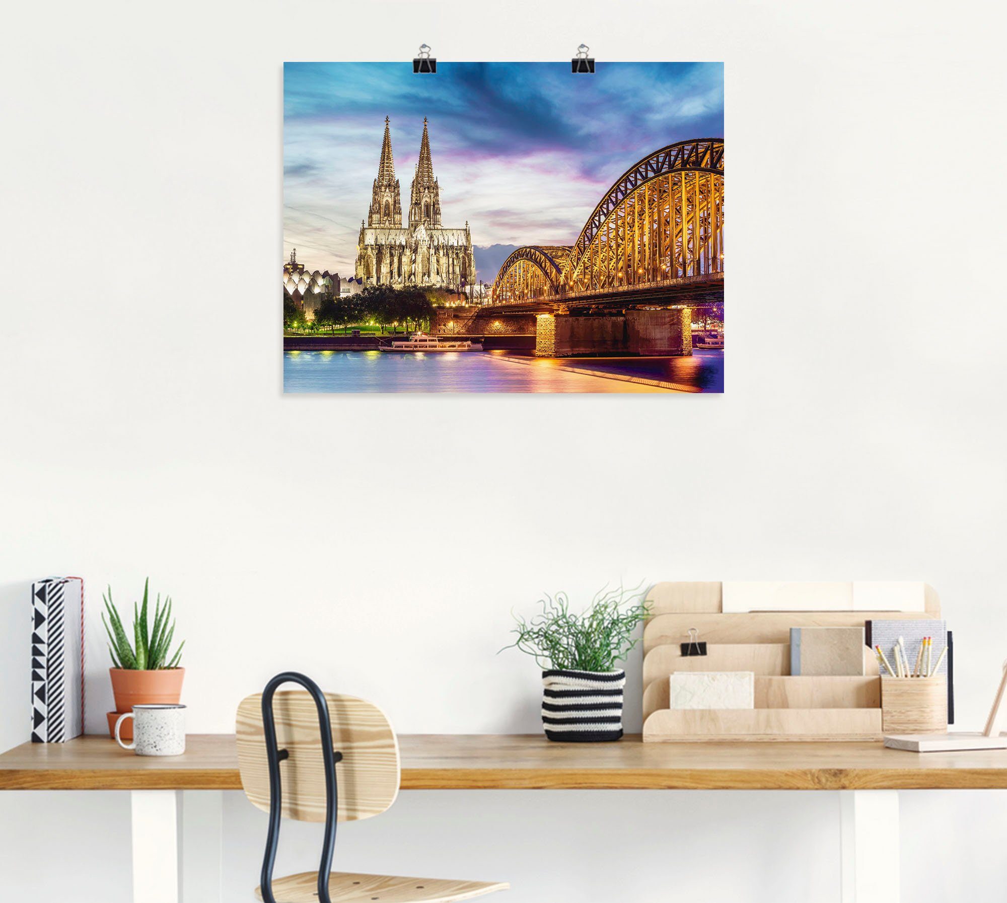 Artland Artprint Domkerk en brug in Keulen als artprint op linnen, poster in verschillende formaten maten