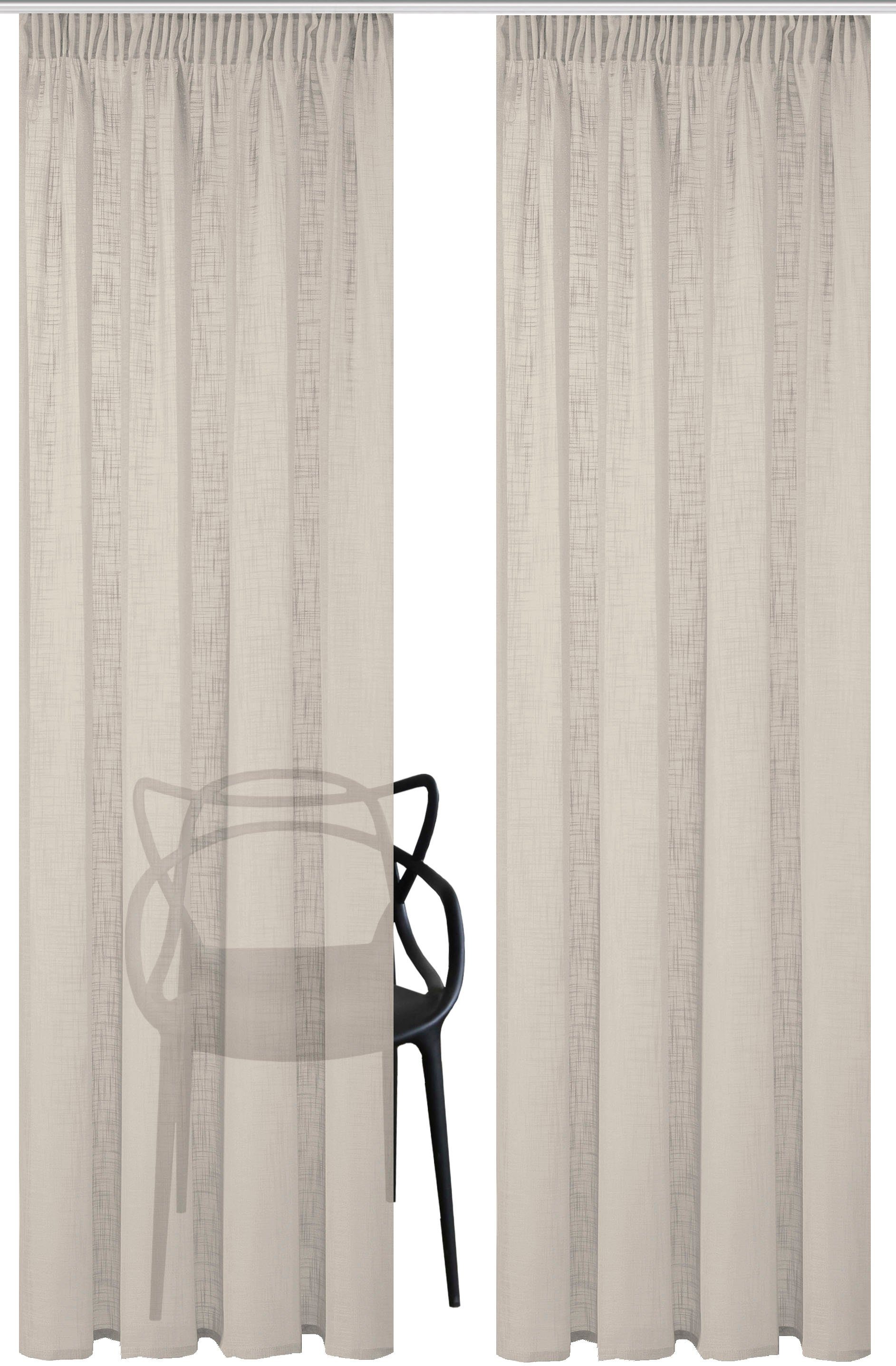 Home Basics Gordijn SOFTY set van 2 2-delig set combi-bandsjaal softy uni (2 stuks)