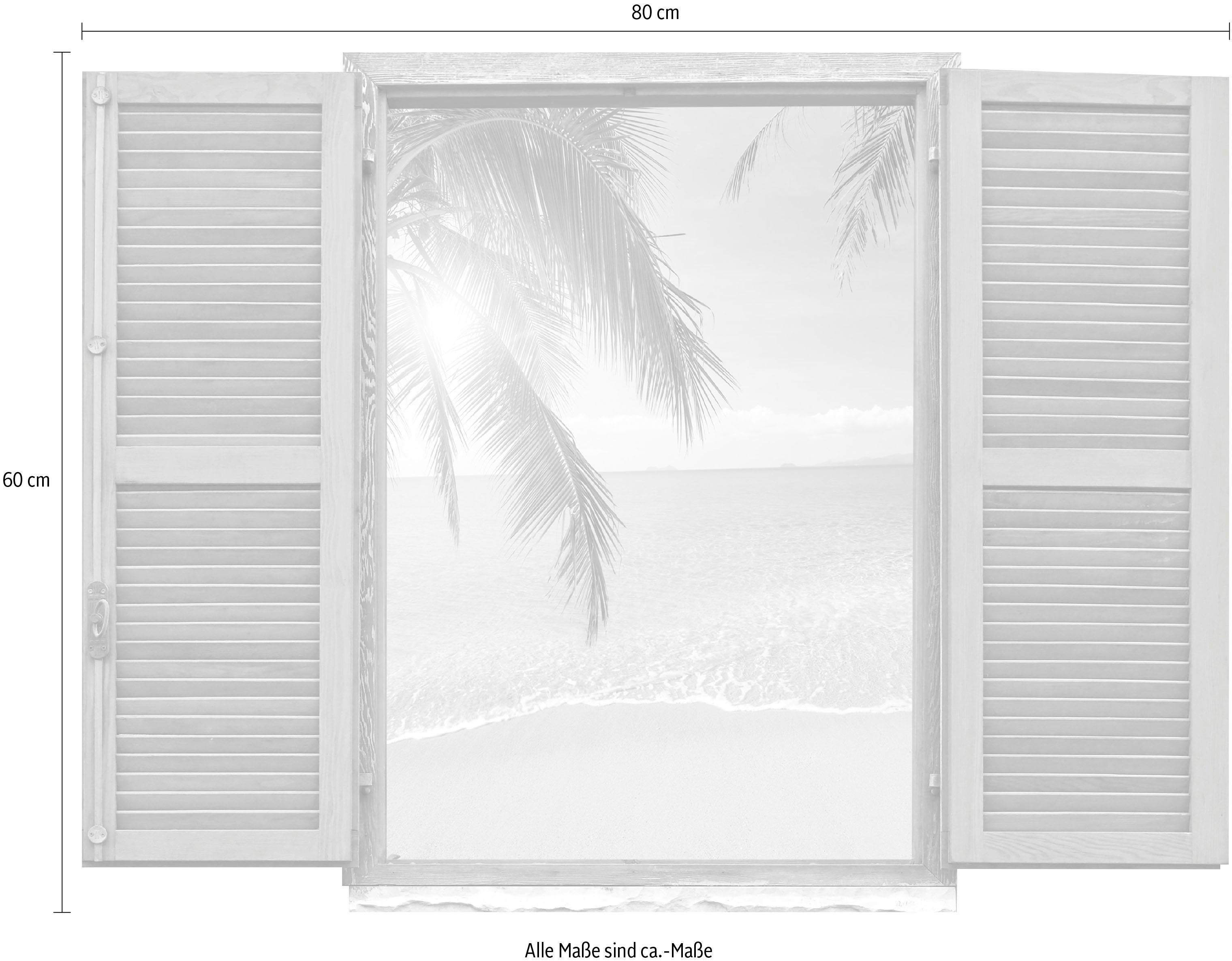 queence Wandfolie Strand Muursticker, muurdecoratie, zelfklevend, 3D, raam (1 stuk)