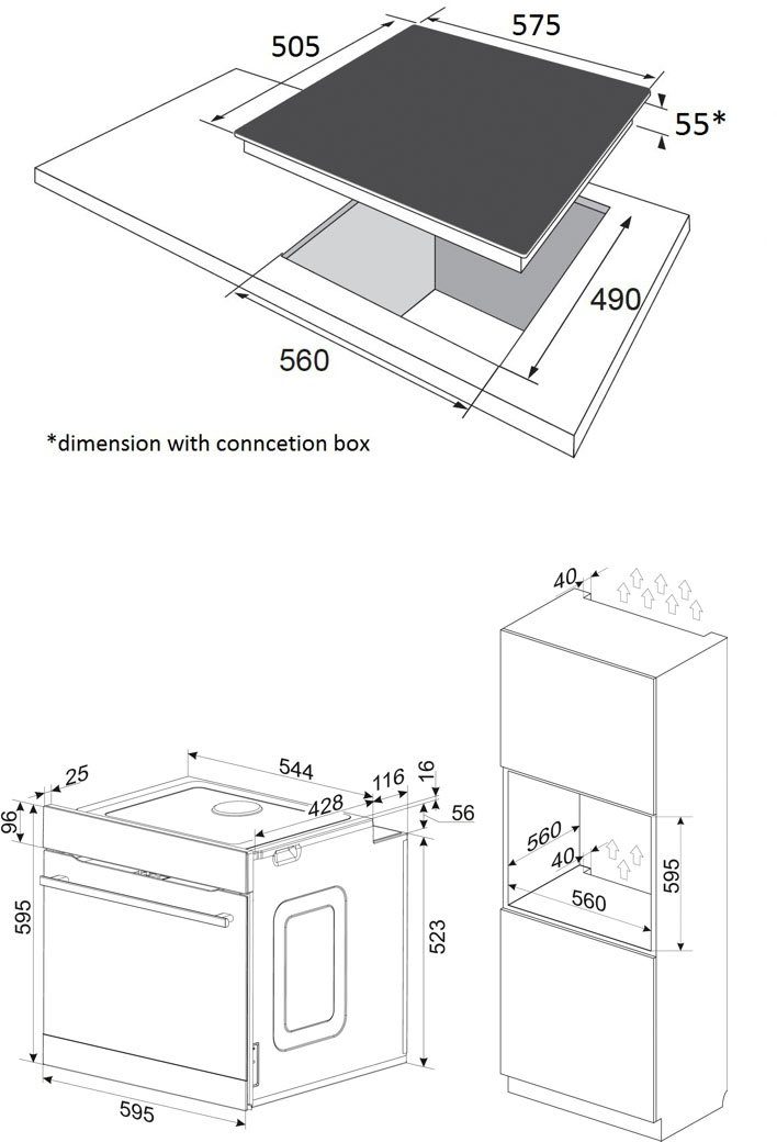 Amica Inbouw ovenset BOXI 955 000 E 2-voudig telescopisch uittrekbaar, hetelucht, xxl-volume