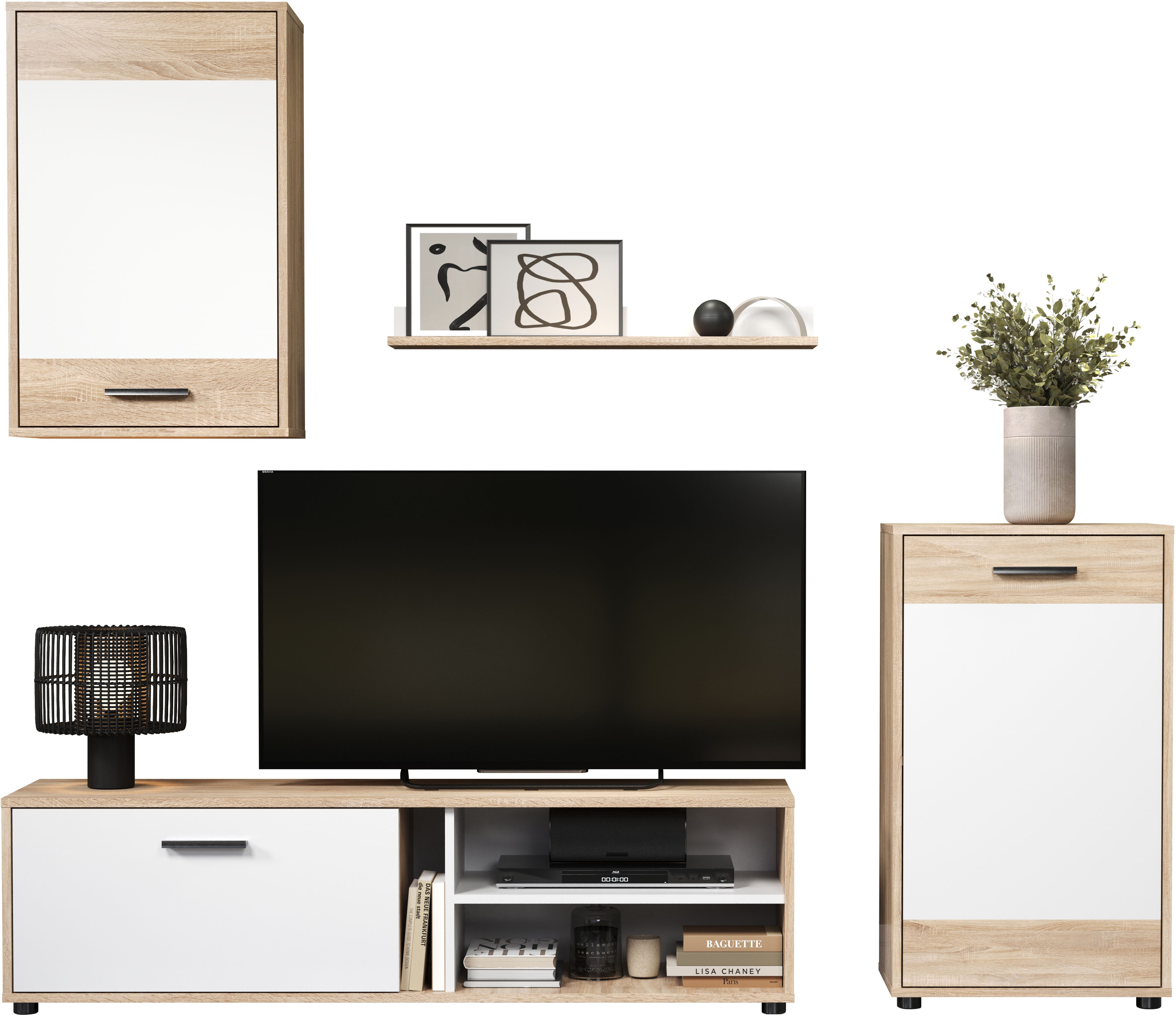 INOSIGN Wandmeubel Valetta incl. lowboard, hangkast, wandplank en highboard (complete set, 4-delig)