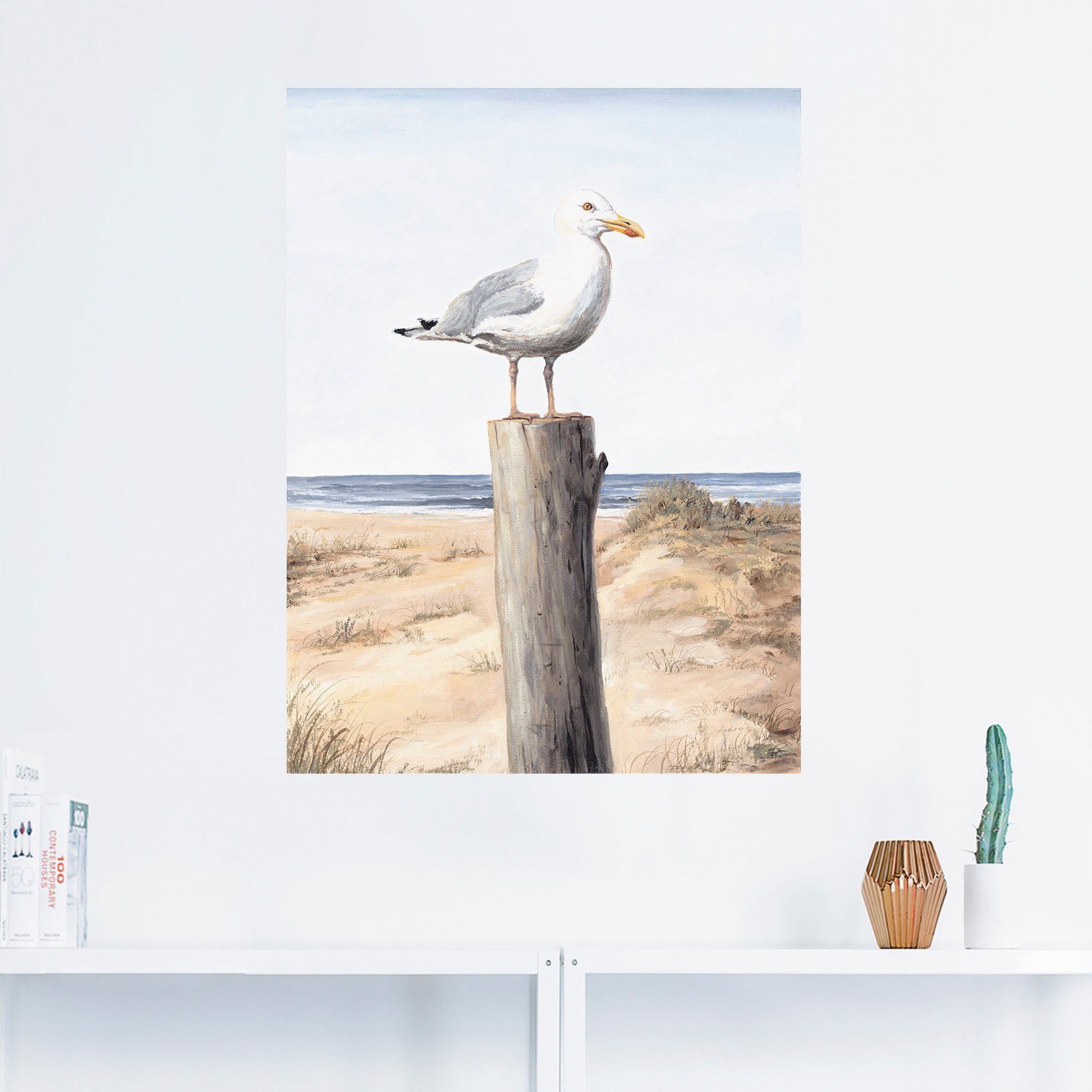 Artland Artprint Meeuw als artprint van aluminium, artprint voor buiten, artprint op linnen, poster, muursticker
