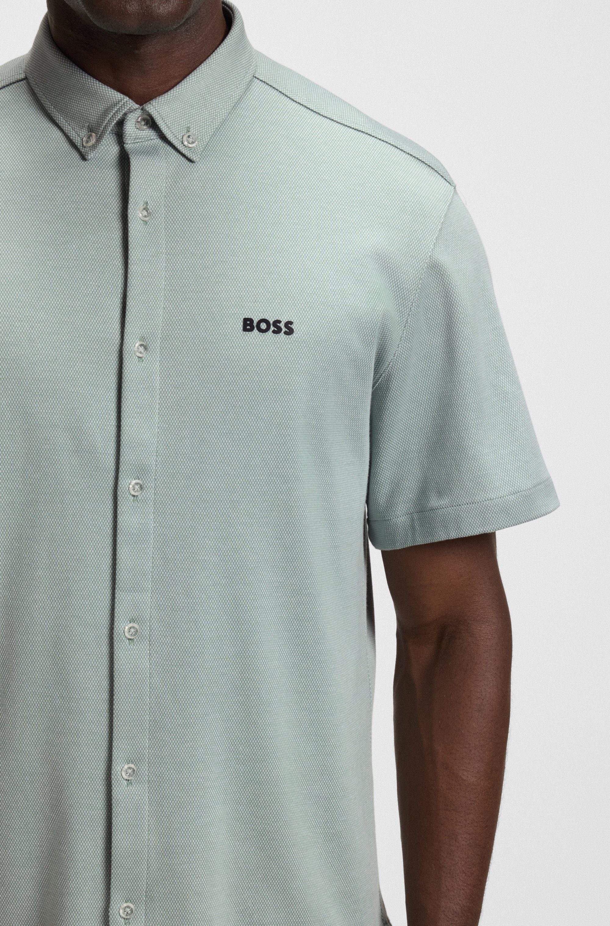 BOSS GREEN Overhemd met korte mouwen B MOTION S met een logo-opschrift op borsthoogte
