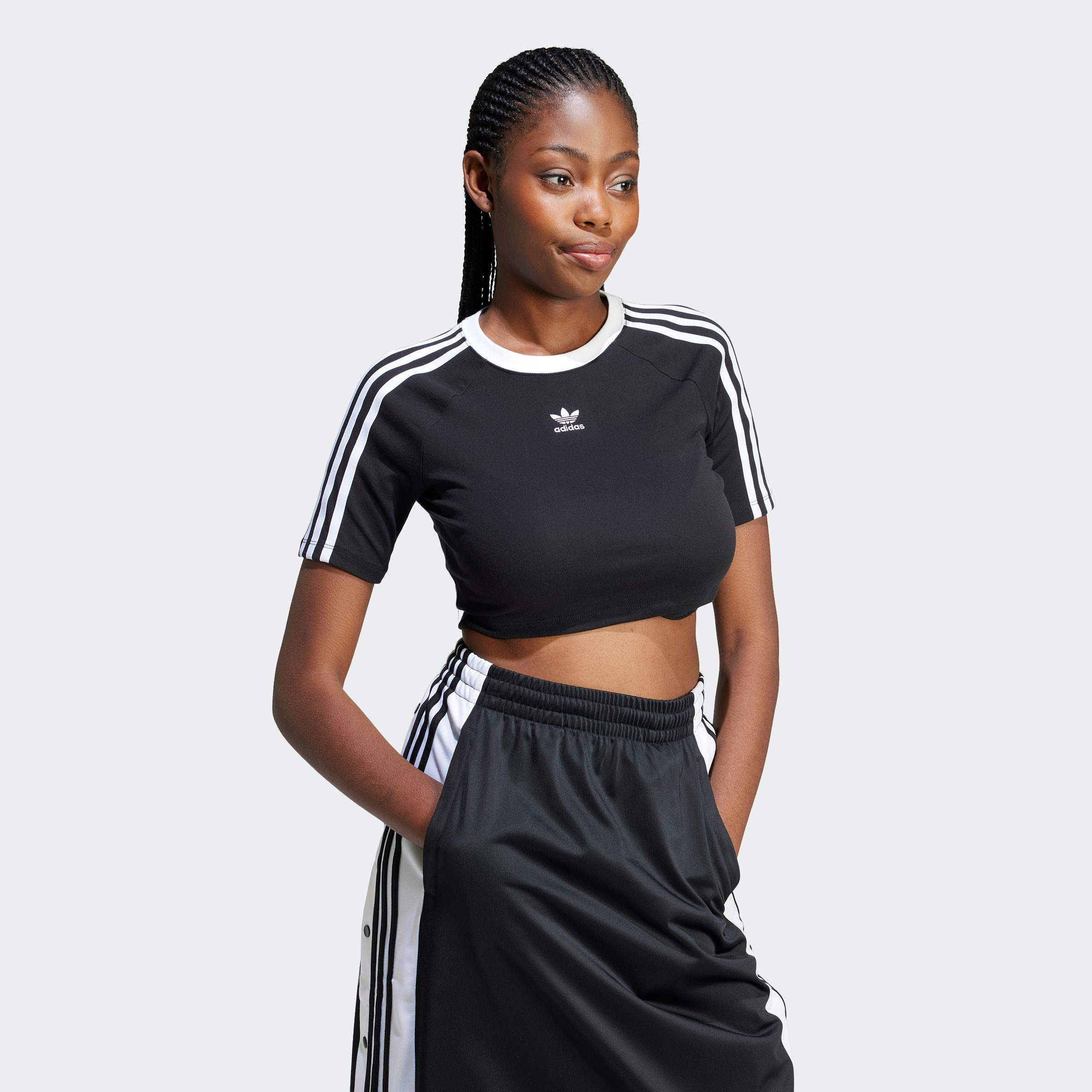 adidas Originals T-shirt 3 S BABY TEE Cropped drie-strepen shirt