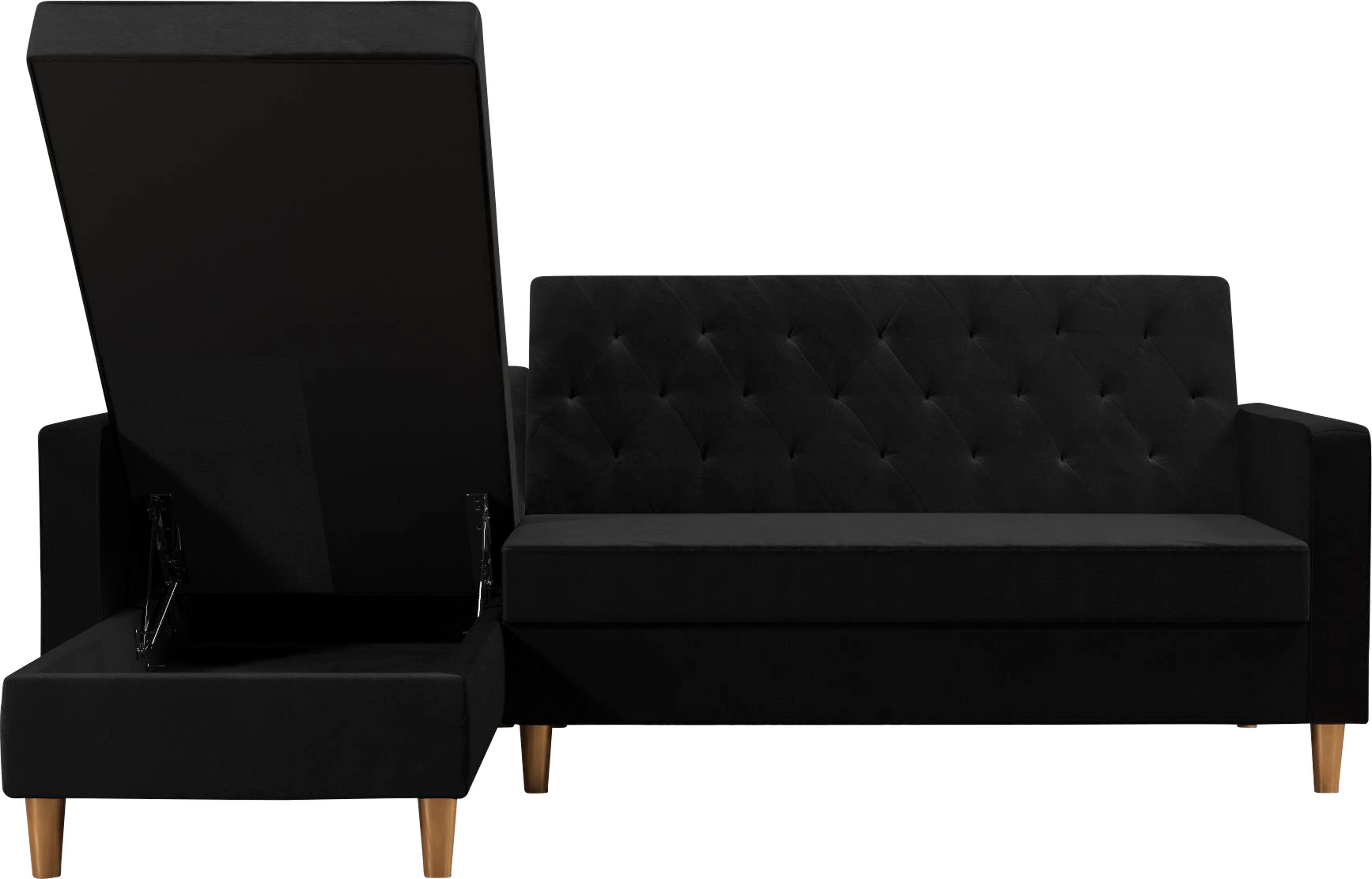 CosmoLiving by Cosmopolitan Hoekbank Liberty, L-vorm met slaapfunctie, récamier aan beide kanten te monteren, zithoogte 43 cm