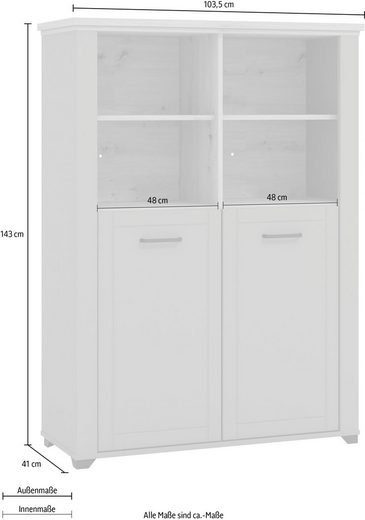 Home affaire Vitrinekast Valencia Breedte 103,5 cm, met 4 open vakken