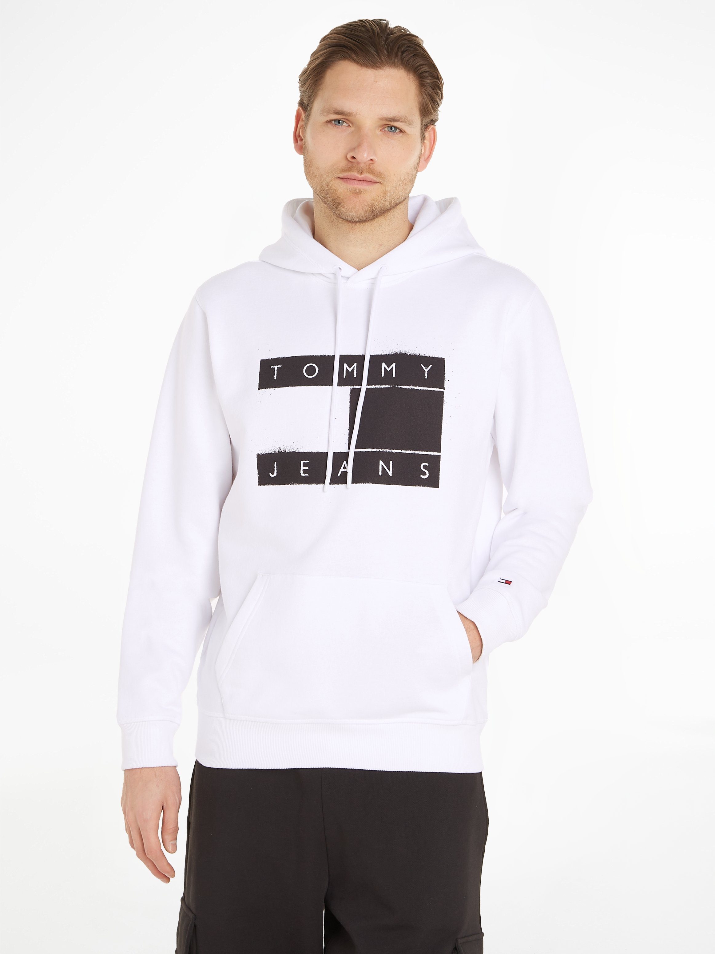 TOMMY JEANS Hoodie TJM REG FLAG SPRAY HOODIE heren hoodies maat XXXL wit