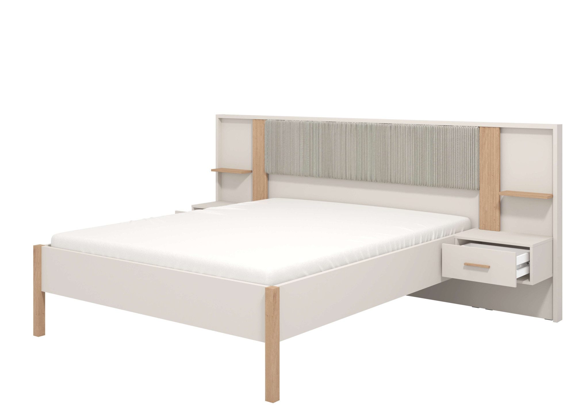Home affaire Bed Belfort bedcombinatie, met gestoffe hoofdeinde, zachte cordstof (set, 3-delig)