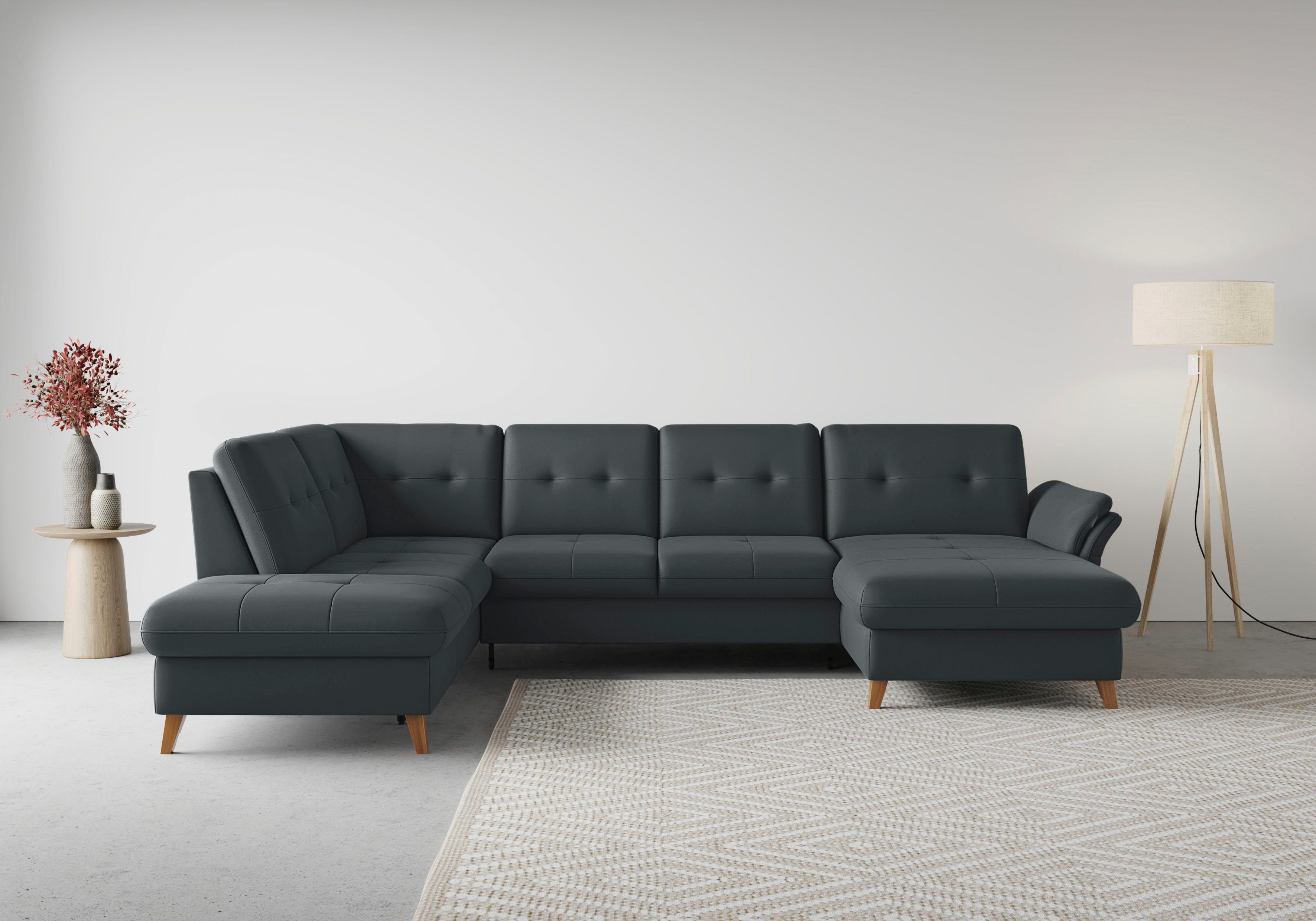 sit&more Zithoek Göteborg inclusief zitdiepteverstelling, optioneel met bedfunctie & bedlade grijs, zithoeken, Breedte ligoppervlak: 133 cm, Lengte