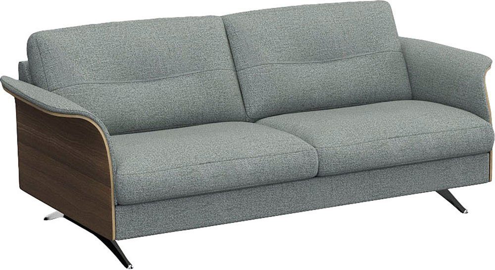 FLEXLUX 2,5-zitsbank Glow sofa, bank Premium zitting: koudschuim en binnenvering, armleuningen. Walnoot, aluminium voet
