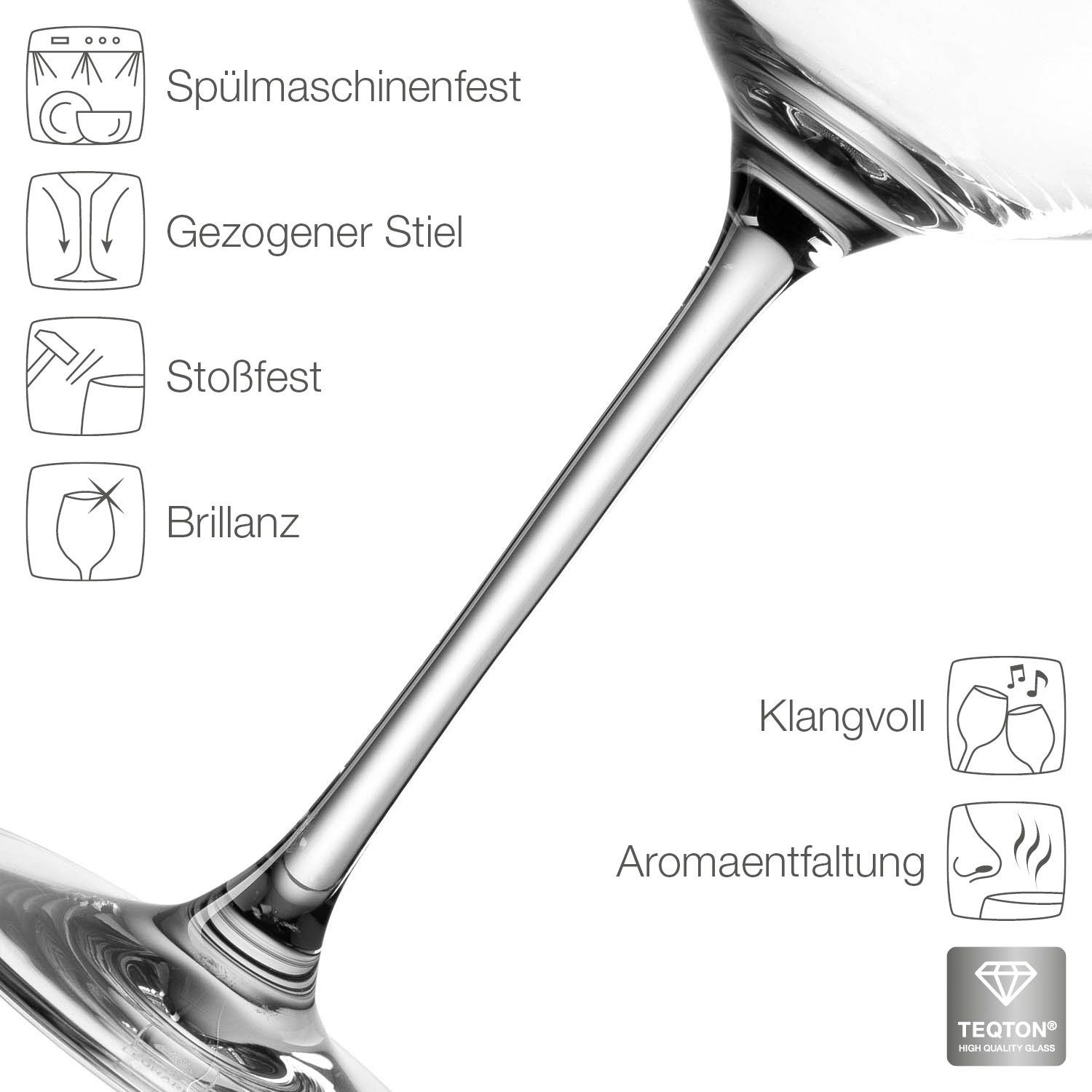 LEONARDO Wijnglas Cheers Bordeauxglas voor Pinot Noir, 750 ml(set, 6-delig)
