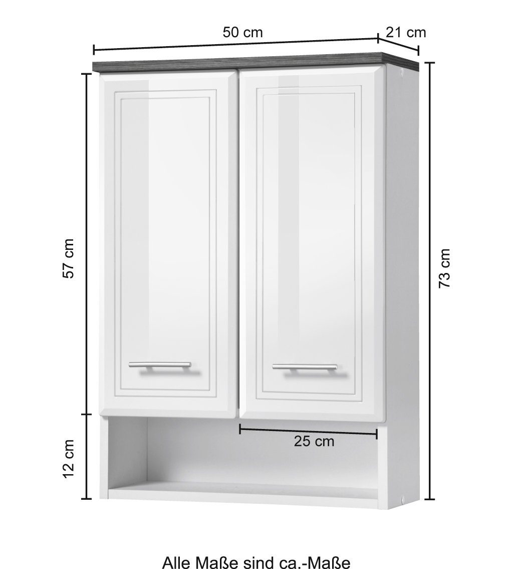 welltime Hangend kastje Napels Breedte 50 cm, met hoogglansfronten en elegant freeswerk