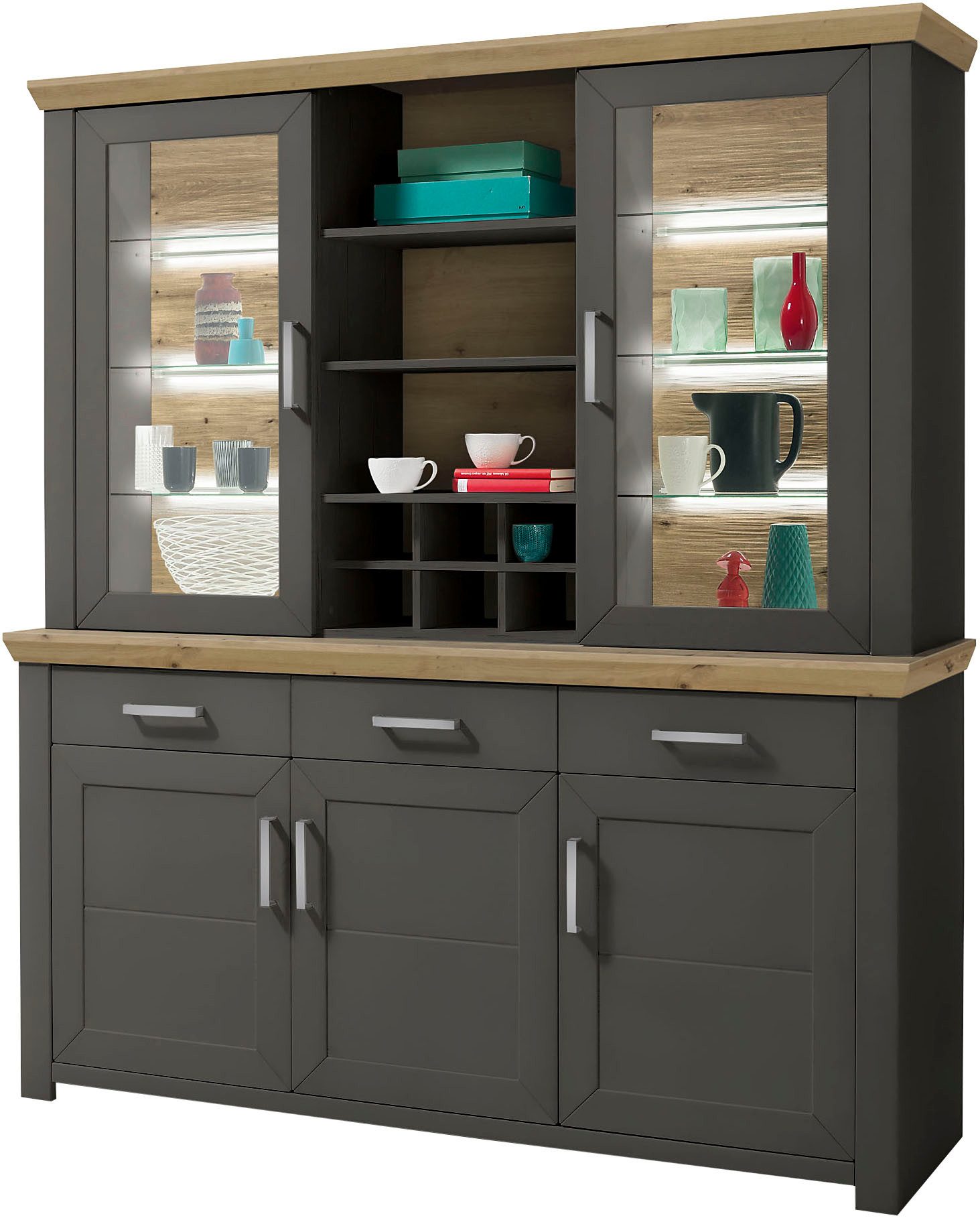 set one by Musterring Kastenset York met glazen deuren, optioneel met verlichting, 3 kleuren, breedte 184 cm (2 stuks)