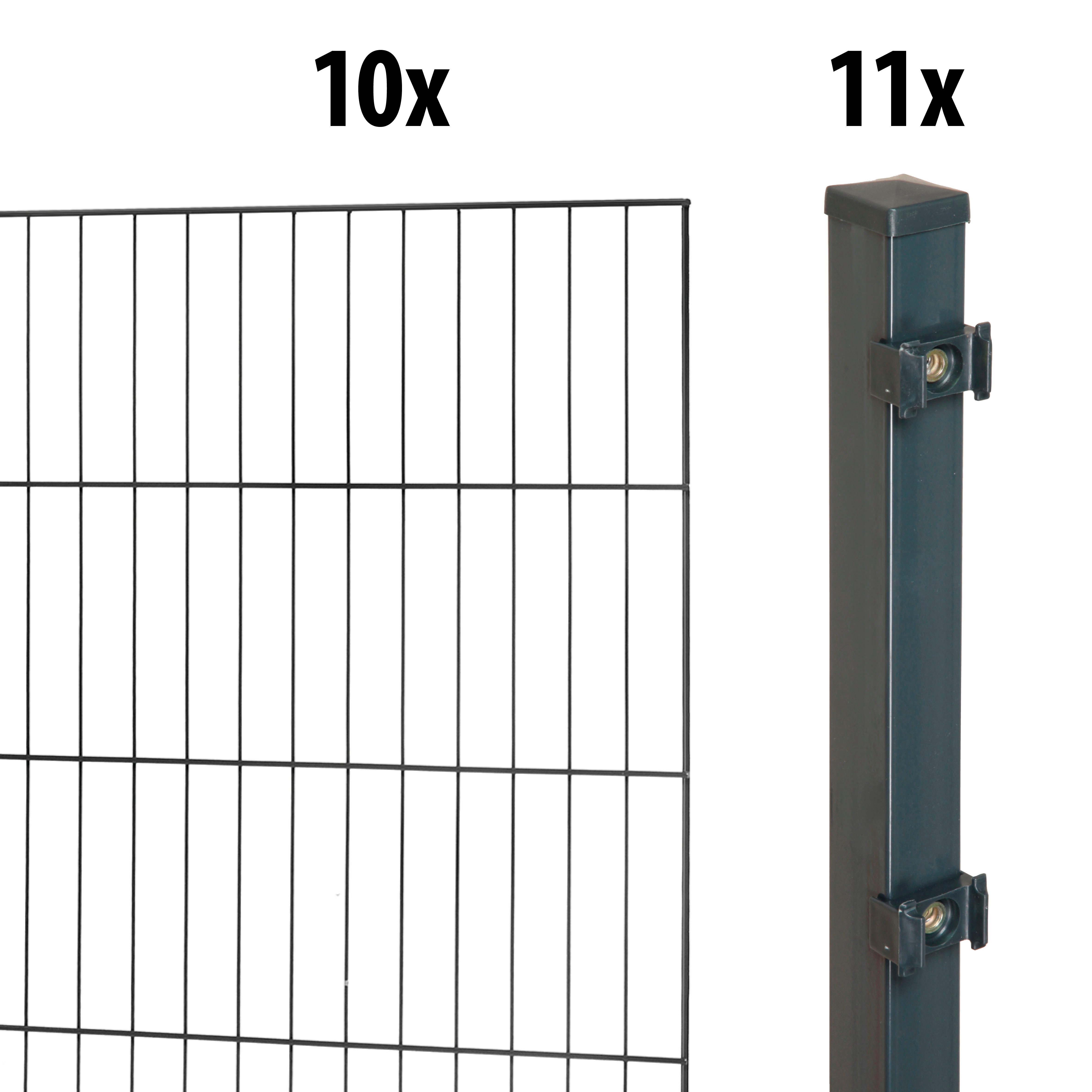 GARDEN 'N' MORE Eendraadsafrastering Standaard 10 elementen voor 20 m, l: 200 cm, met 11 palen hekken zwart