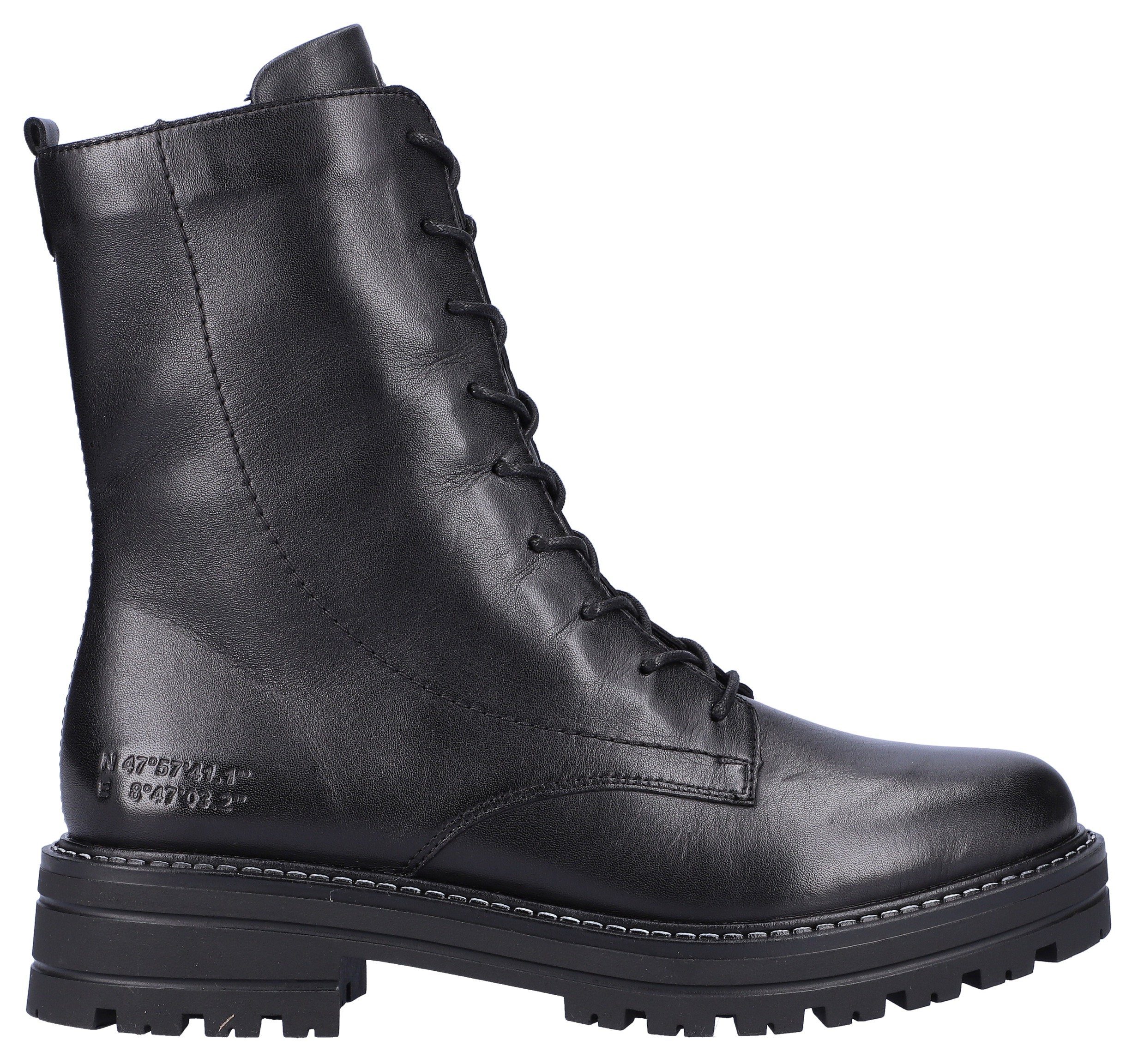 Remonte Veterlaarsjes blokhak, veterschoenen, chunky boots met contrast-raamstiksels